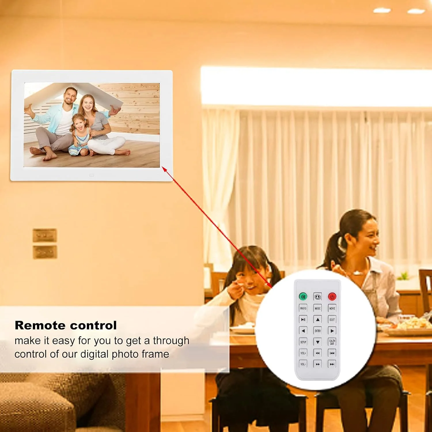 قاب عکس دیجیتال HD 12 اینچی، قاب عکس الکترونیکی 1280X800 با ساعت، تقویم، کنترل دکمه ای و کنترل از راه دور مادون قرمز، پشتیبانی از پخش MP3، MP4، تصویر (دوشاخه GB) قاب عکس دیجیتال HD 12 اینچی، قاب عکس الکترونیکی 1280X800 با ساعت، تقویم، کنترل دکمه ای و کنترل از راه دور مادون قرمز، پشتیبانی از پخش MP3، MP4، تصویر (دوشاخه GB)