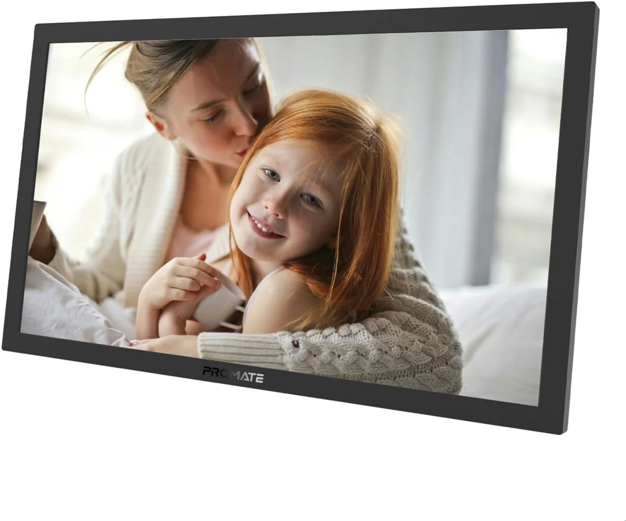 قاب عکس دیجیتال فول اچ دی پرومیت با صفحه لمسی 15.6 اینچی، حافظه 32 گیگابایتی، کنترل برنامه بی سیم، سازگاری با فرمت های چندگانه عکس و فیلم، پشتیبانی از کارت USB/TF، بلندگوهای دوگانه، Memoria-15 مشکی