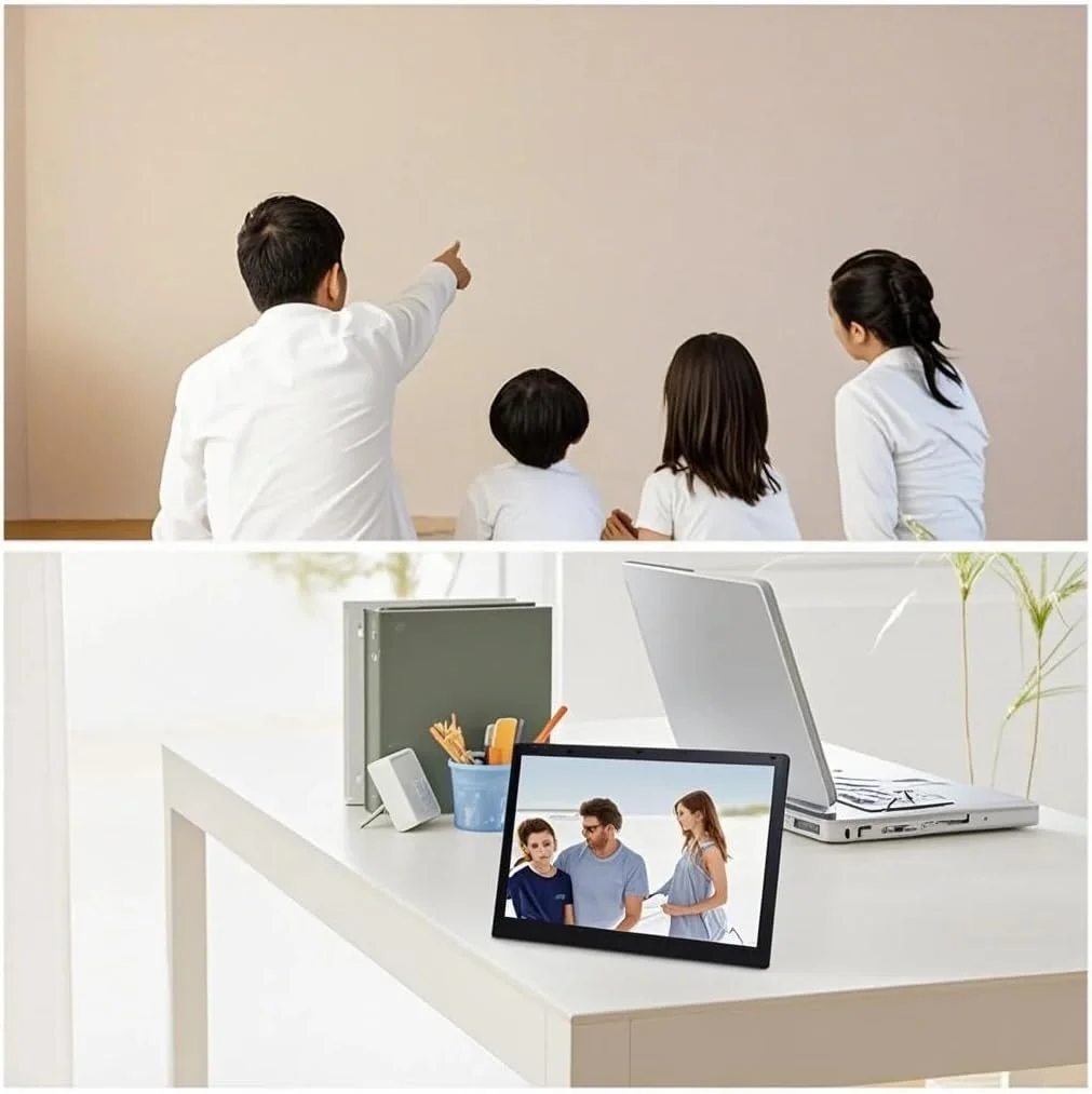 قاب عکس دیجیتال LED 17 اینچی با رزولوشن بالا 1080P، پخش کننده عکس الکترونیکی با کنترل از راه دور، پخش MP3 MP4، ساعت، تقویم، نمایش اسلاید خودکار، بلندگوهای استریو، سازگار با کارت TF و USB قاب عکس دیجیتال LED 17 اینچی با رزولوشن بالا 1080P، پخش کننده عکس الکترونیکی با کنترل از راه دور، پخش MP3 MP4، ساعت، تقویم، نمایش اسلاید خودکار، بلندگوهای استریو، سازگار با کارت TF و USB