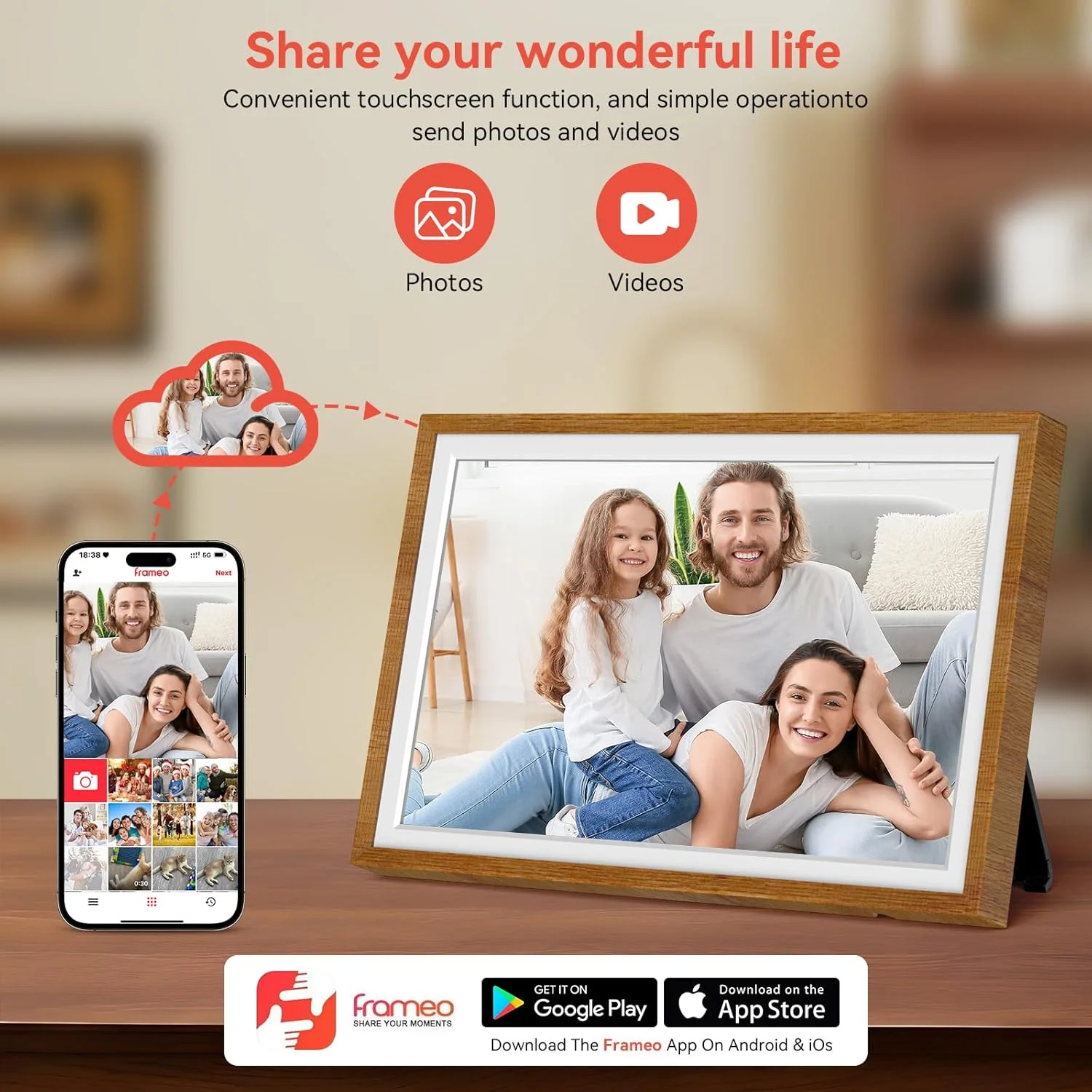 قاب عکس دیجیتال 10.1 اینچی Frameo، قاب عکس دیجیتال هوشمند وای فای با حافظه 32 گیگابایتی، صفحه لمسی HD، چرخش خودکار، نمایش اسلاید قاب عکس دیجیتال 10.1 اینچی Frameo، قاب عکس دیجیتال هوشمند وای فای با حافظه 32 گیگابایتی، صفحه لمسی HD، چرخش خودکار، نمایش اسلاید