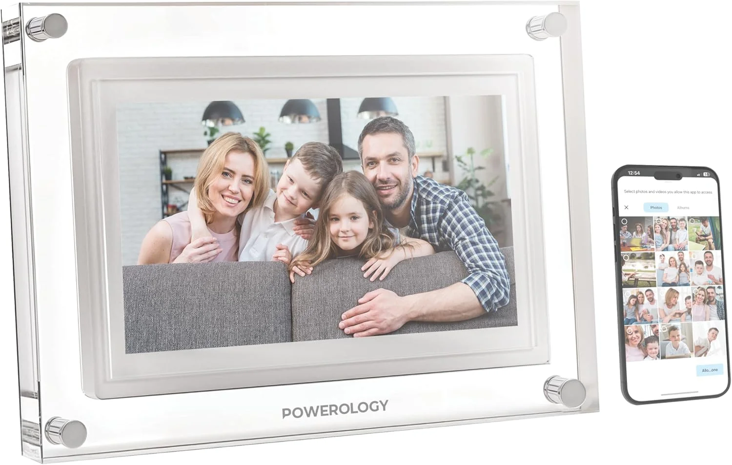 صفحه نمایش لمسی دیجیتال عکس پاورولوژی IPS، قاب هوشمند 7 اینچی HD، رزولوشن 1024×600، اندروید 6.0، حافظه 32 گیگابایتی/1 گیگابایت رم، اشتراک گذاری فوری بی سیم، مرکزیت هوشمند عکس، سازگاری با برنامه