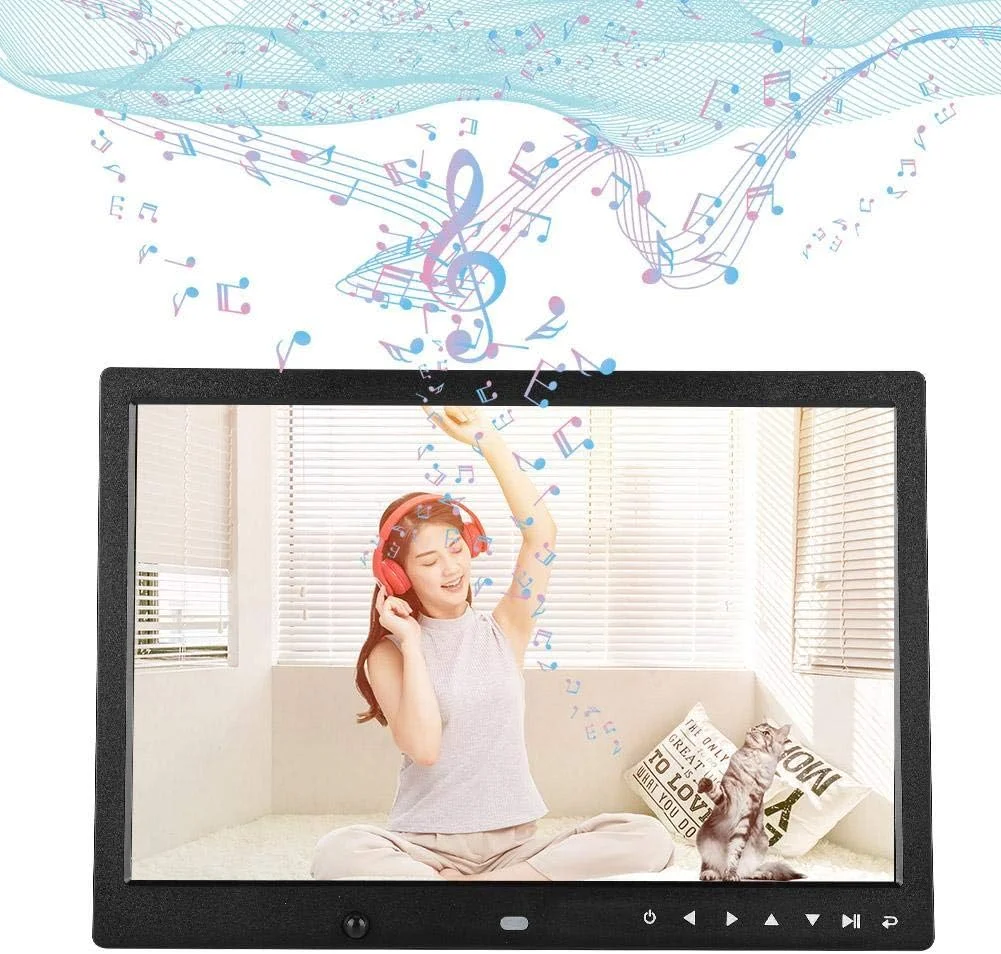 قاب عکس الکترونیکی، دستگاه تبلیغاتی رومیزی قابل حمل 13 اینچی 16:9 چند منظوره برای دفتر و منزل (مشکی)