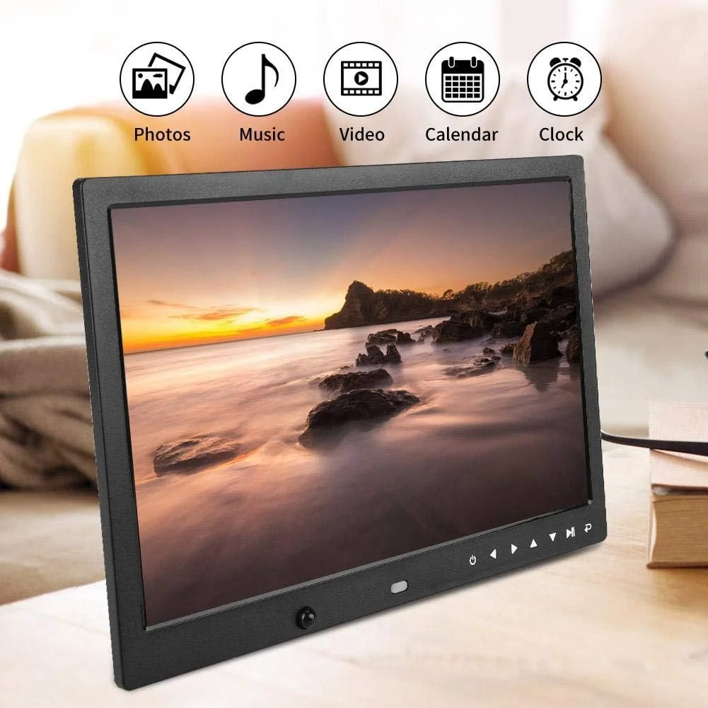 قاب عکس الکترونیکی، دستگاه تبلیغاتی رومیزی قابل حمل 13 اینچی 16:9 چند منظوره برای دفتر و منزل (مشکی) قاب عکس الکترونیکی، دستگاه تبلیغاتی رومیزی قابل حمل 13 اینچی 16:9 چند منظوره برای دفتر و منزل (مشکی)