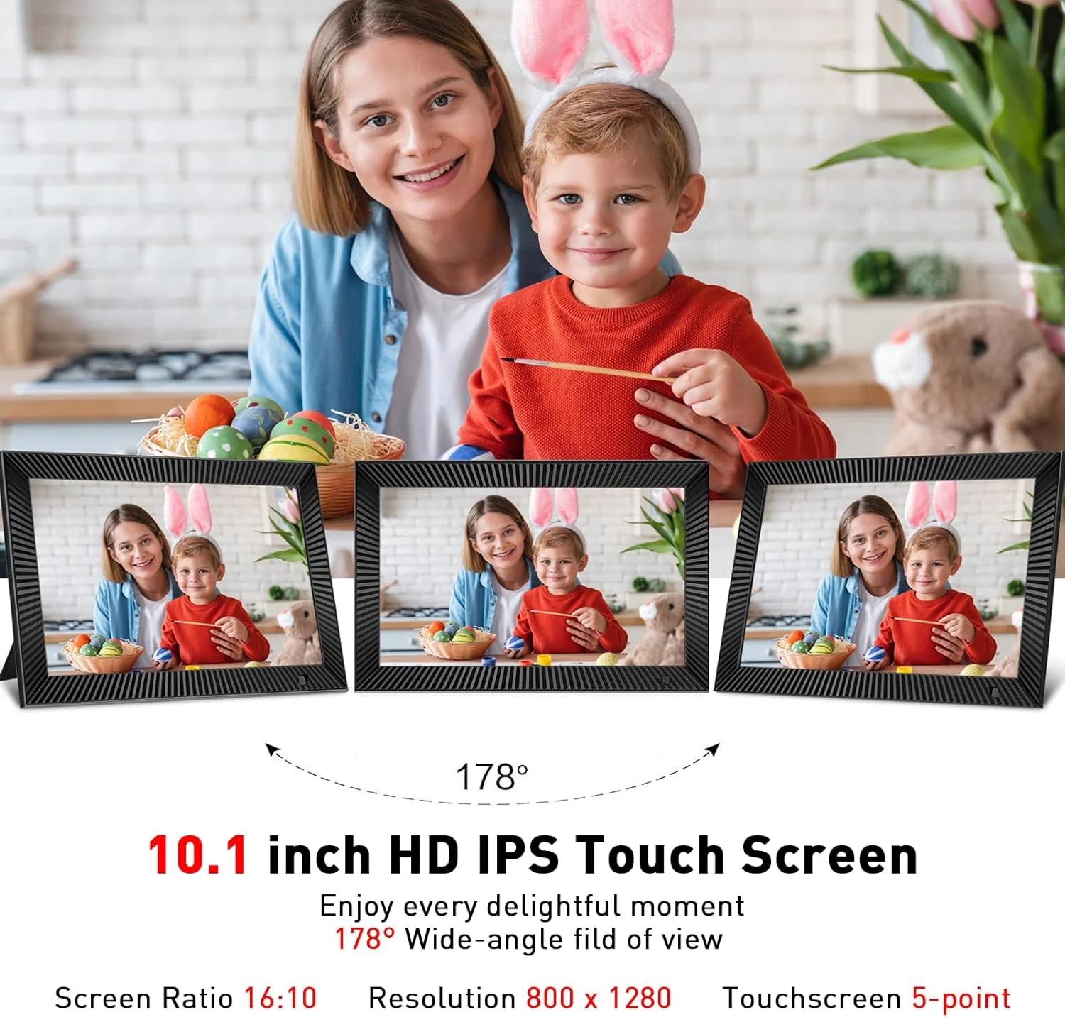 قاب عکس دیجیتال وای فای PINREK با صفحه نمایش لمسی 10.1 اینچی، حافظه 32 گیگابایتی برای بیش از 40000 عکس، رزولوشن 1280x800 HD، چرخش خودکار، آلبوم عکس الکترونیکی قابل نصب روی دیوار برای اشتراک گذاری فوری از iOS/Android قاب عکس دیجیتال وای فای PINREK با صفحه نمایش لمسی 10.1 اینچی، حافظه 32 گیگابایتی برای بیش از 40000 عکس، رزولوشن 1280x800 HD، چرخش خودکار، آلبوم عکس الکترونیکی قابل نصب روی دیوار برای اشتراک گذاری فوری از iOS/Android