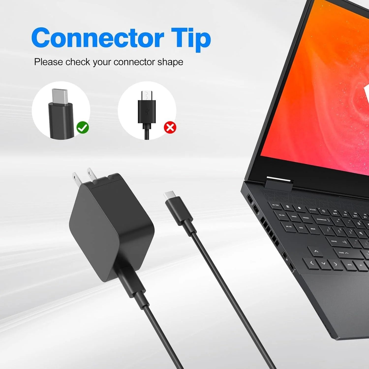 شارژر USB C گان 65W 45W برای لپ تاپ های ایسوس Zenbook 15 14 13 S13 S Flip 3 Deluxe Duo 14 Chromebook VivoBook ThinkPad X1 Z13 X13 L14 E14 P14s ThinkBook 13s آداپتور منبع تغذیه