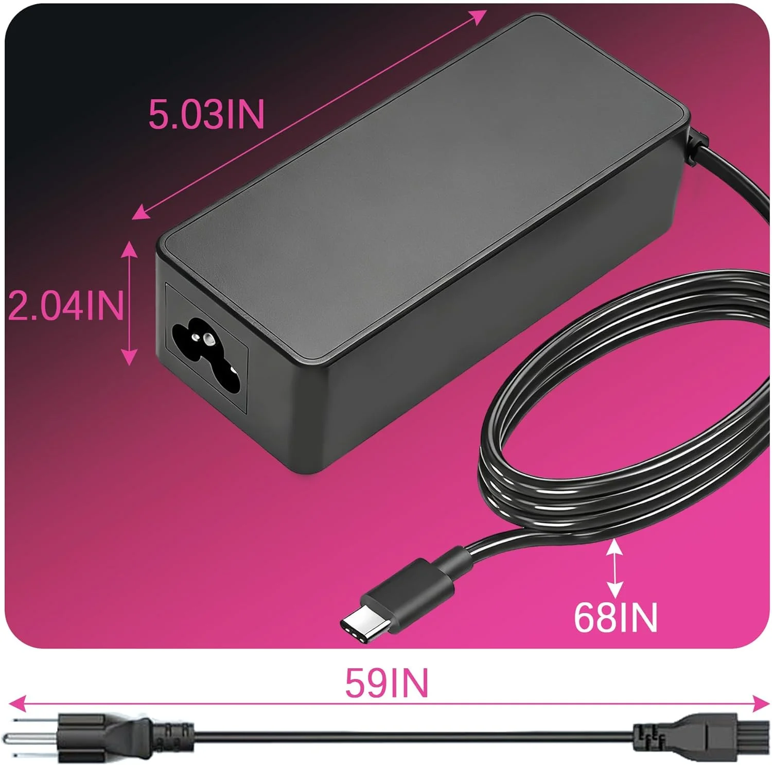 شارژر سریع ۱۰۰ واتی USB-C یونیورسال لپ‌تاپ سازگار با لنوو، Thinkpad/Yoga/IdeaPad/Chromebook، MSI، ایسوس، HP، Dell آداپتور برق AC تایپ C PD 3.0