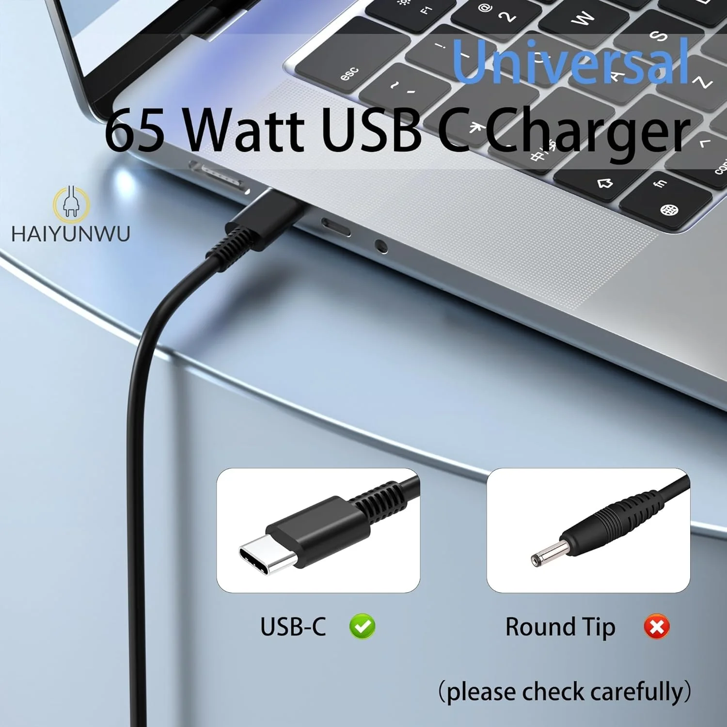 آداپتور برق 65 واتی USB C شارژر لپ تاپ USB C سازگار با مک بوک پرو دل لتیتود لنوو اچ پی اسپکتر ایسوس ایسر کروم بوک هواوی میت بوک استیم دک و هر لپ تاپ یا تلفن هوشمند