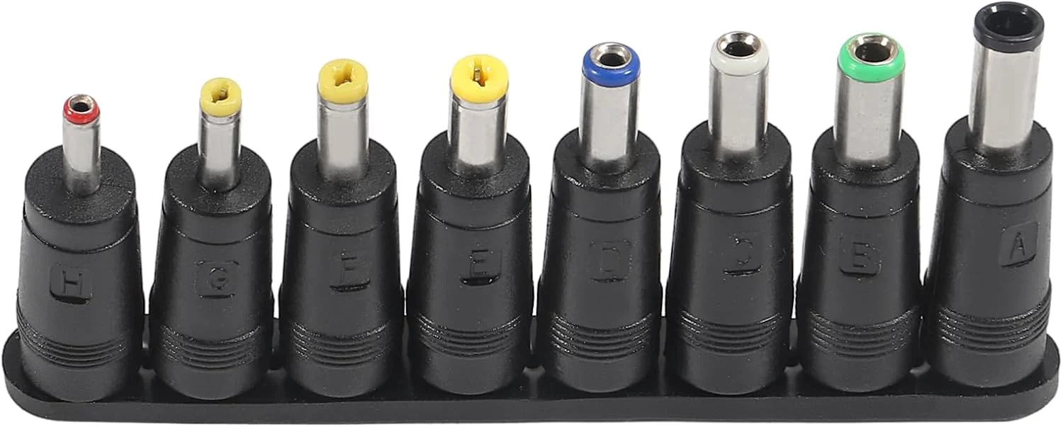 مجموعه 8 عددی کانکتور آداپتور برق DC AC یونیورسال 5.5mm x 2.1mm، کیت سوکت برق سازگار با شارژر لپ تاپ، مجموعه پلاگین تبدیل منبع تغذیه