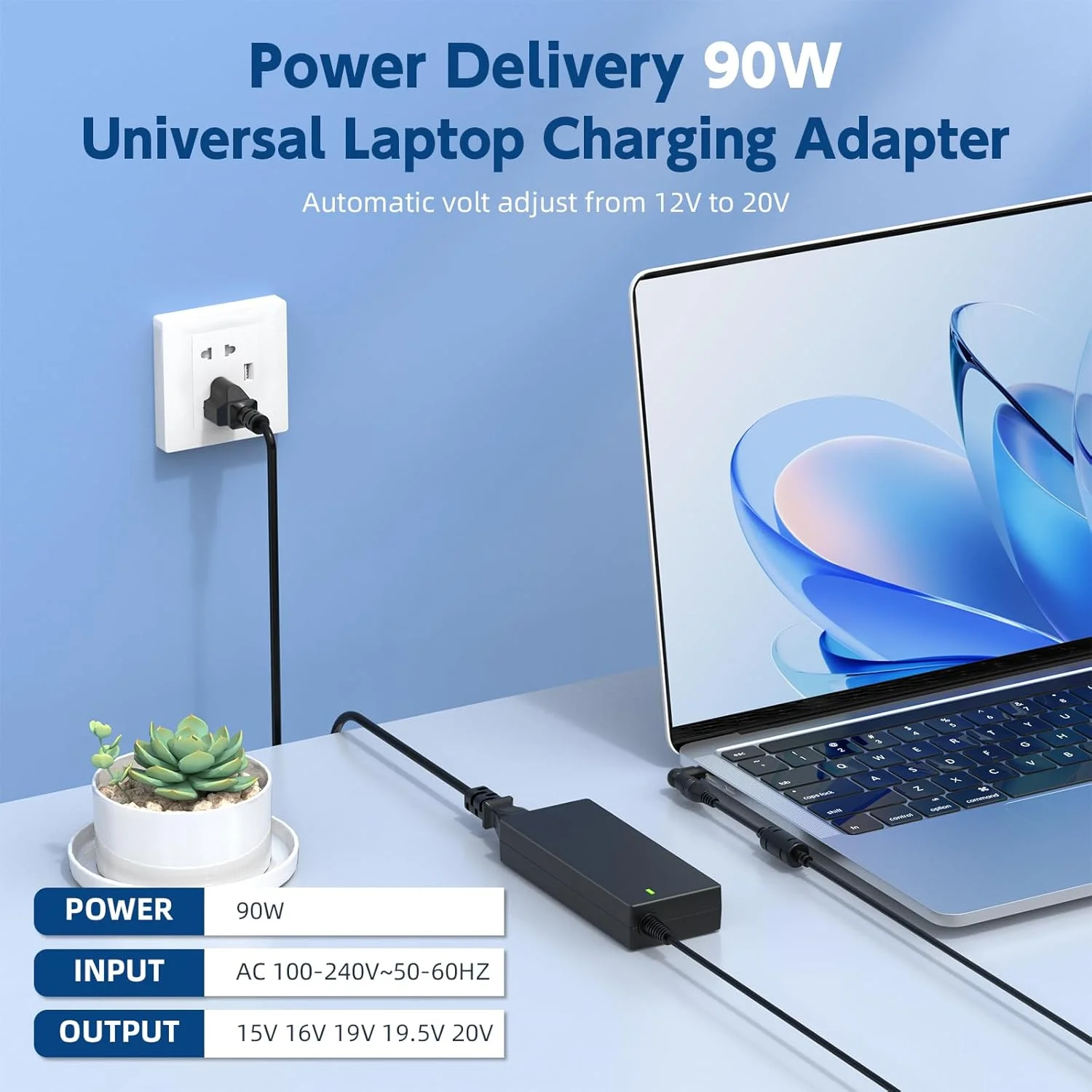شارژر لپ تاپ آداپتور AC یونیورسال 90W 65W سازگار با HP Dell Asus Lenovo Acer Toshiba Samsung Fujitsu Sony Gateway Notebook Ultrabook Chromebook به همراه 16 کانکتور