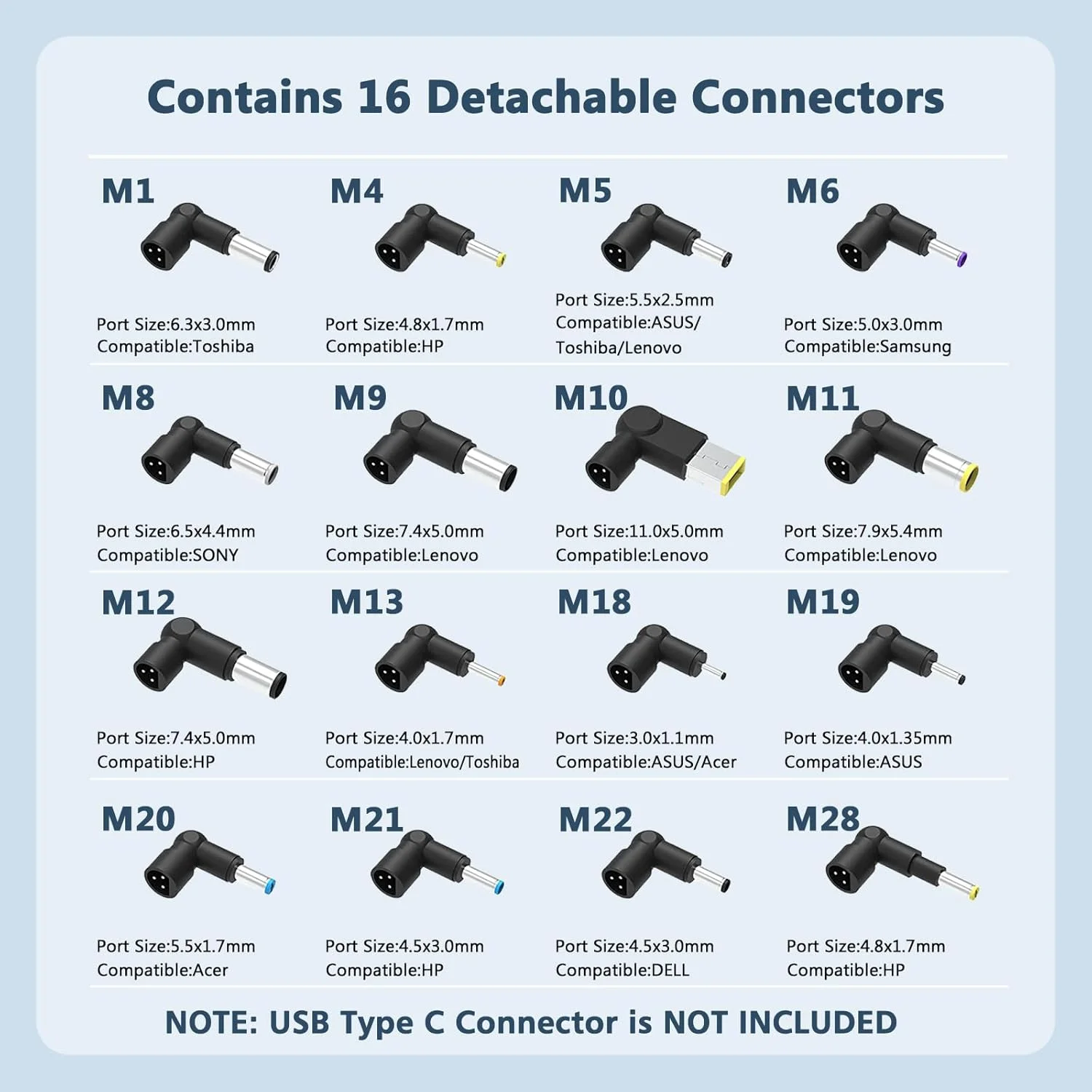 شارژر لپ تاپ یونیورسال 90 واتی سازگار با لپ تاپ های HP، Dell، Lenovo، Acer، Asus، Toshiba، IBM، Sony، Fujitsu، Gateway، نوت بوک، الترابوک، کروم بوک به همراه 16 کانکتور