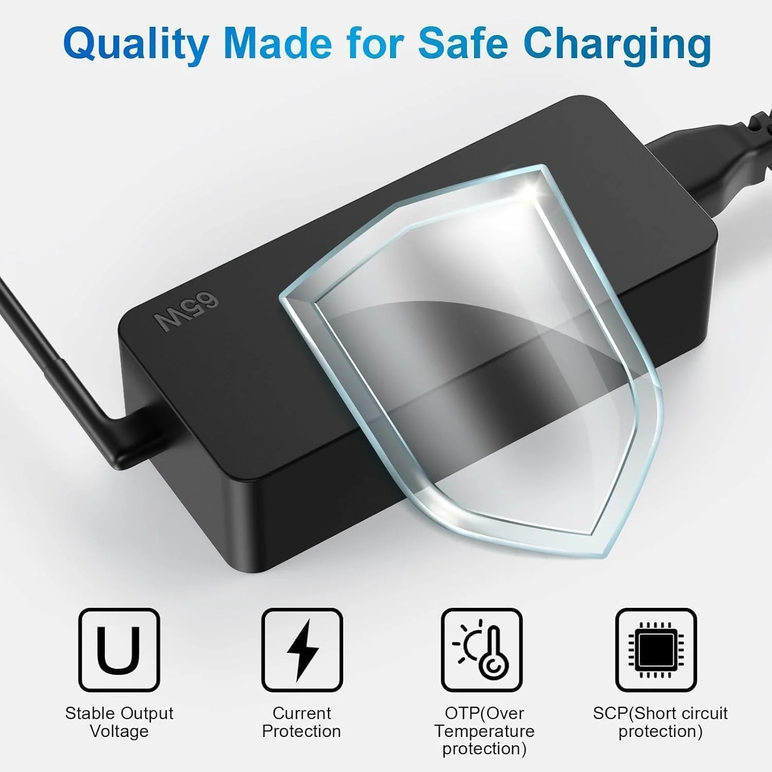 شارژر جایگزین لپ تاپ 65 وات 45 وات USB C برای لنوو Thinkpad X1 T14 E14 T480 T490 T15 E16 Carbon L13 Chromebook، Yoga 6 برای HP، Acer، Asus Type C آداپتور شارژ سریع لپ تاپ