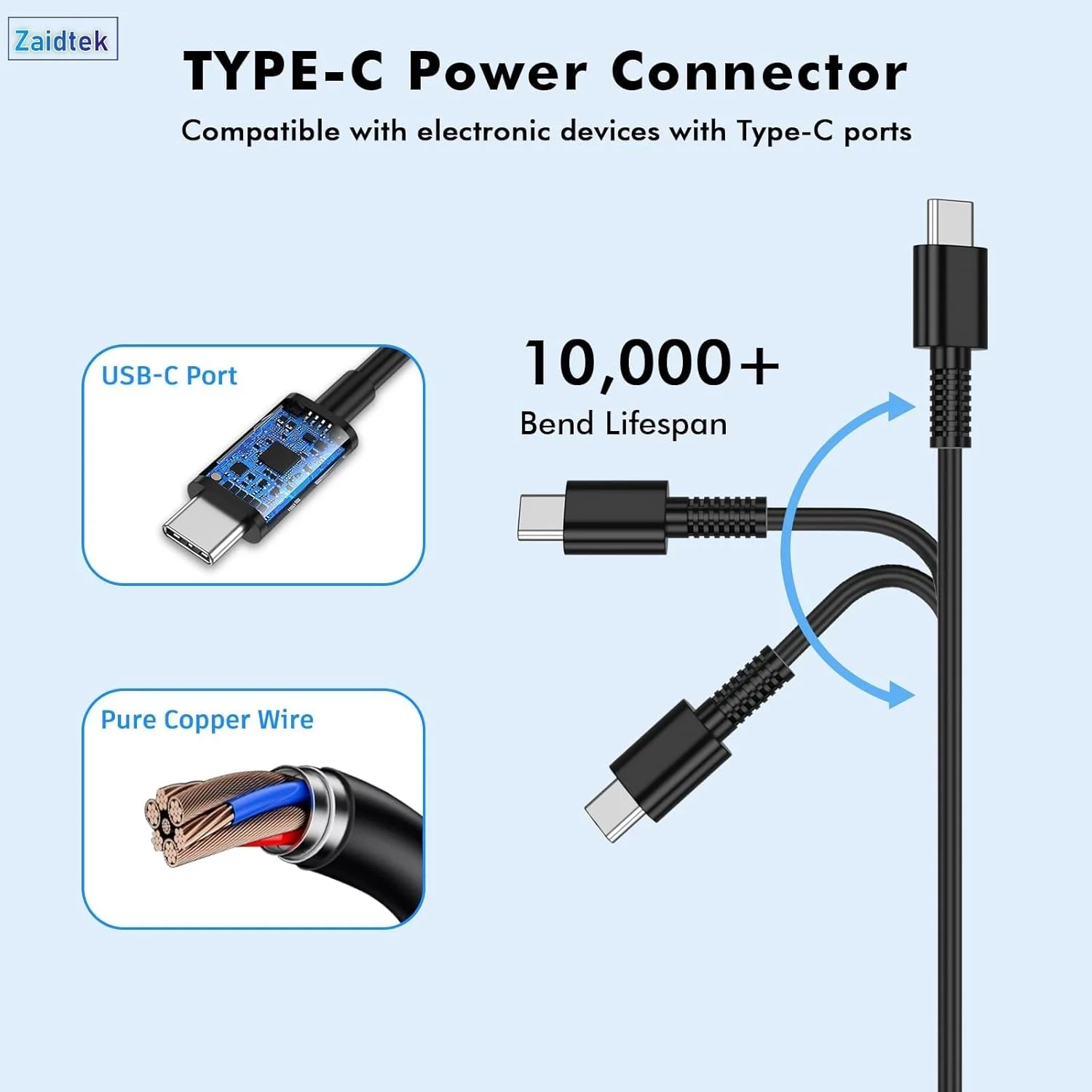 شارژر ۱۰۰ وات ۶۵ وات USB C سازگار با Asus ROG Ally X Z1 Ally Dock ROG Flow X13 Z13 GV301 GV302 GZ301 ZenBook Duo Zephyrus G16 GU605 G14 GA403 Strix G18 G16 Scar 16 18 کابل برق Type C