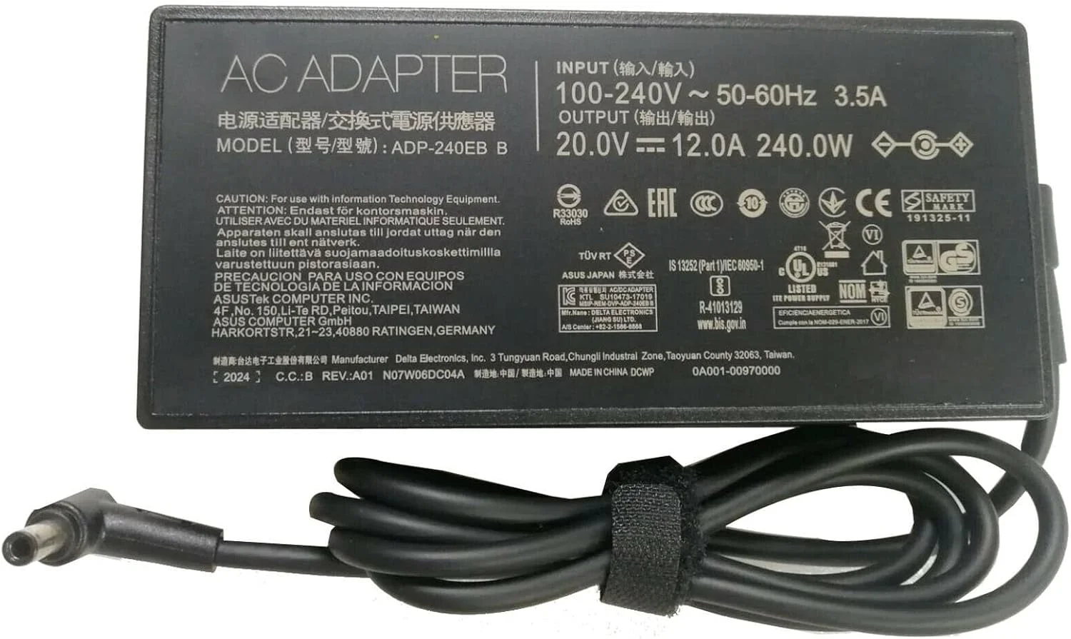 آداپتور شارژر 240 واتی 20 ولت 12 آمپر مدل ADP-240EB B سازگار با ASUS ROG Zephyrus M16 GU603ZX GU603ZW GU603ZM