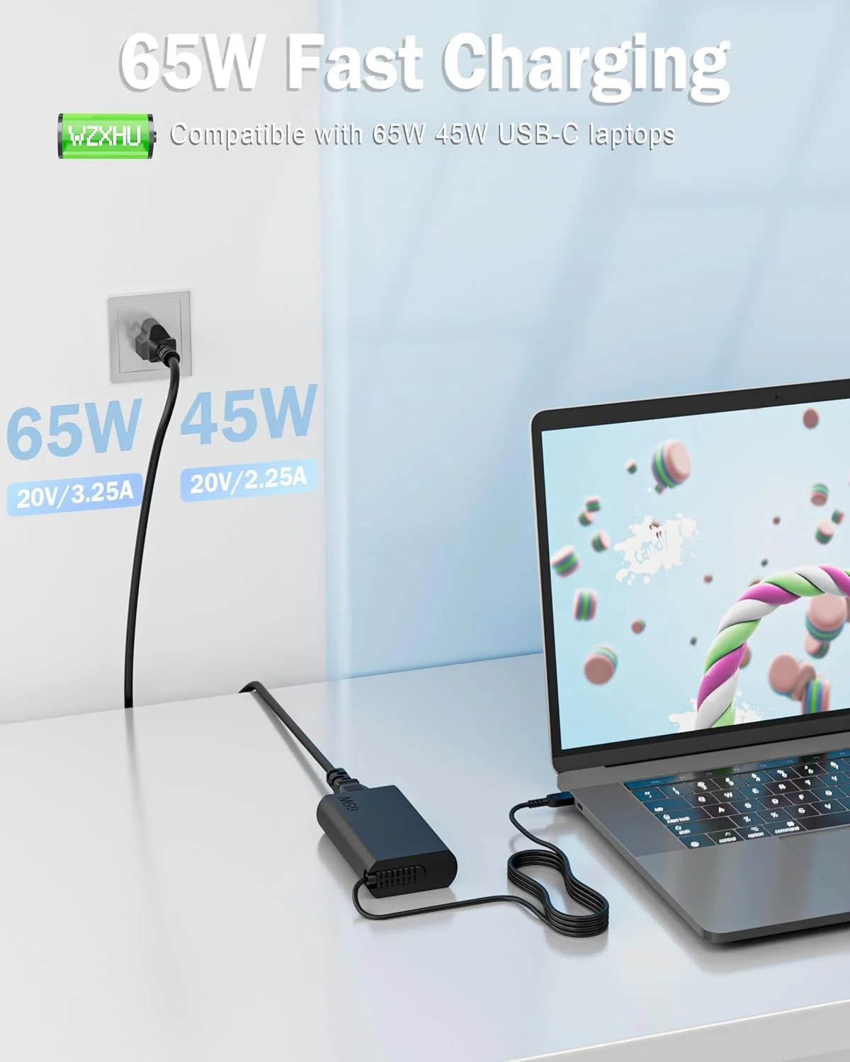 شارژر لپ تاپ باریک 65 واتی USB C مدل 2025 سازگار با لپ تاپ های لنوو Thinkpad/Yoga/Chromebook، آداپتور برق شارژ سریع Type C شارژر لپ تاپ باریک 65 واتی USB C مدل 2025 سازگار با لپ تاپ های لنوو Thinkpad/Yoga/Chromebook، آداپتور برق شارژ سریع Type C