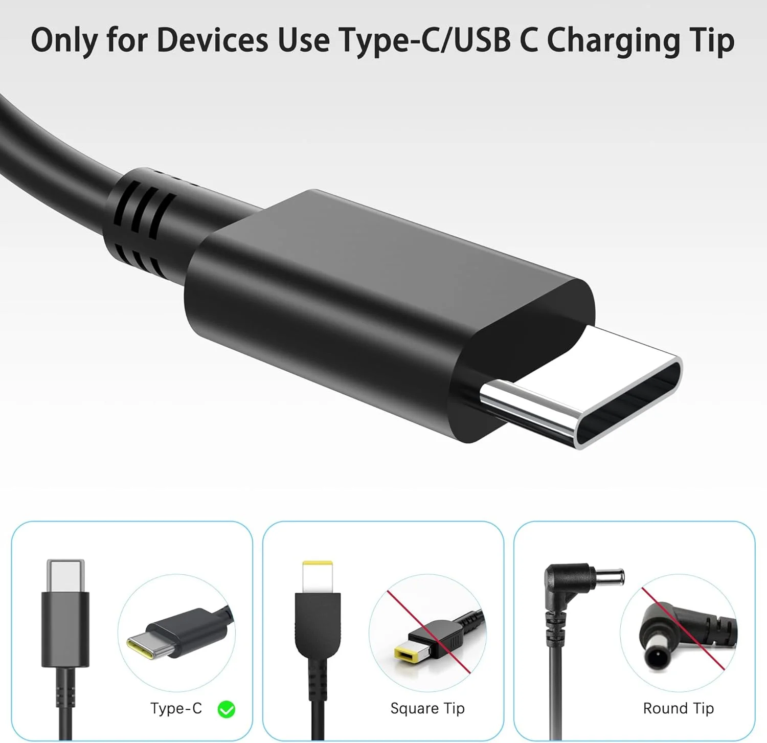 شارژر یونیورسال 65 واتی USB C لپ تاپ سازگار با HP Dell Lenovo Asus Acer Samsung Thinkpad Yoga EliteBook Google Chromebook کابل برق کامپیوتر Type C آداپتور AC
