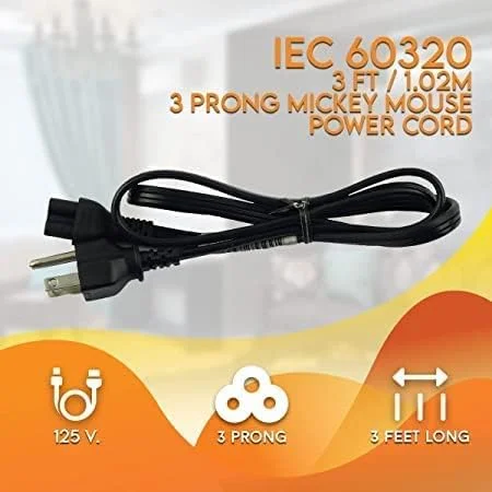 کابل برق سه پین یونیورسال IEC 60320 برای آداپتورهای لنوو، اچ پی، دل، ایسوس، ایسر، سونی، لنوو، سامسونگ، لپ تاپ، نوت بوک، پرینتر، اسکنر و شارژر