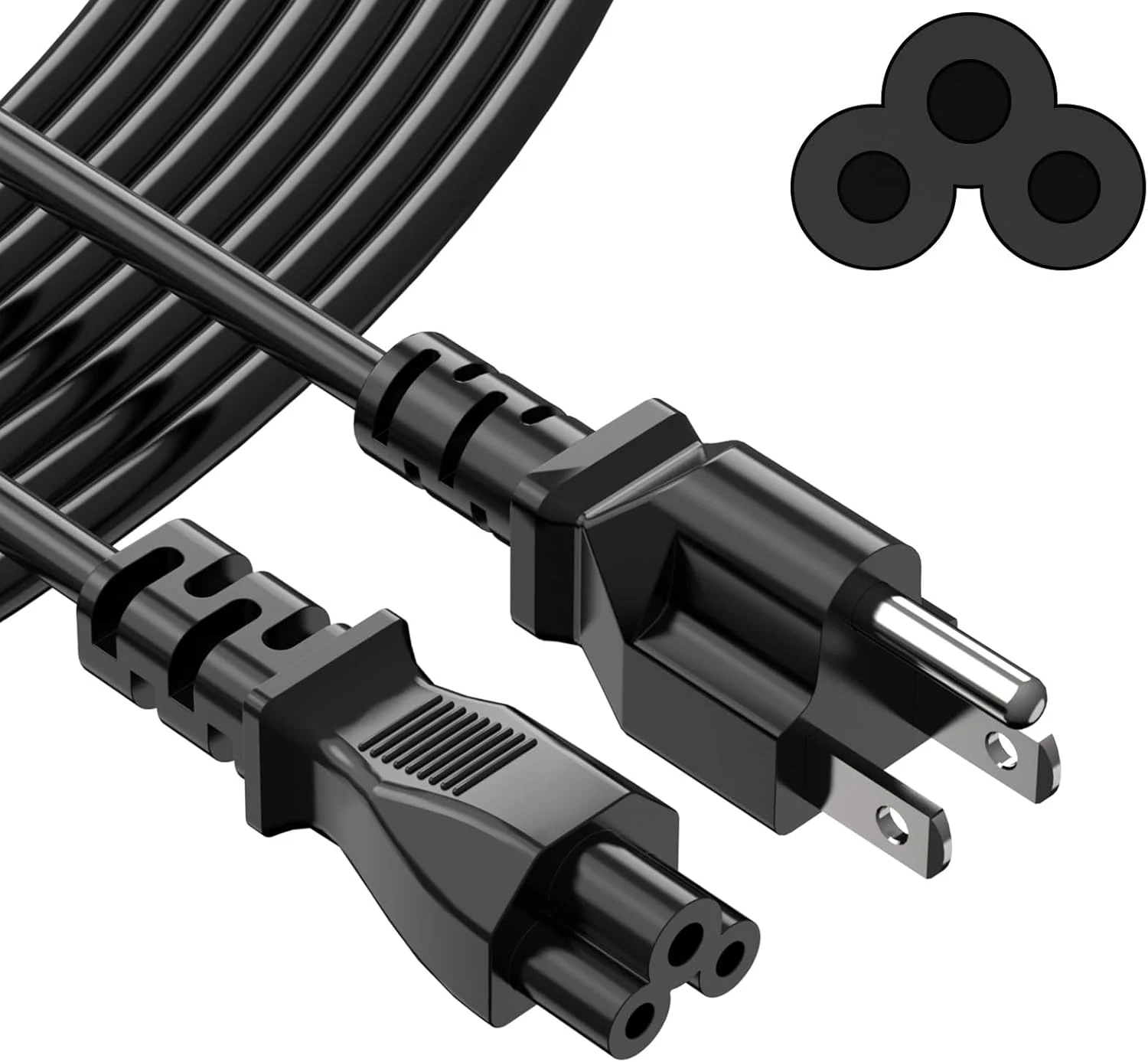 کابل برق جهانی 3 پین برای لپ تاپ، کابل برق 1.8 متری C5 AC جایگزین سازگار با Dell، HP، Toshiba، Lenovo، MSI Computer؛ LG، Samsung، Sony Monitor TV، Epson Printer، Scanner