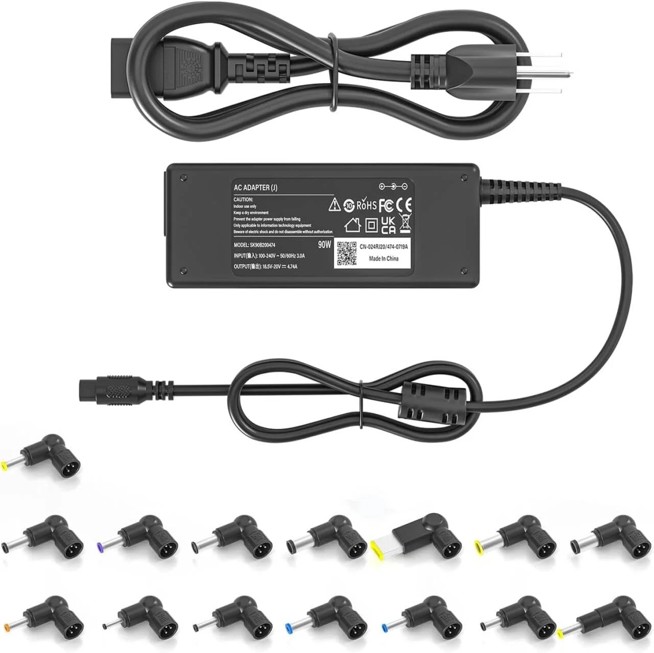 90W Universal AC Adapter Laptop Charger Replacement for Dell HP Acer Asus Lenovo Samsung IBM Fujitsu Gateway Notebook Ultrabook Chromebook Computer Power Supply Cord with 15 Tips