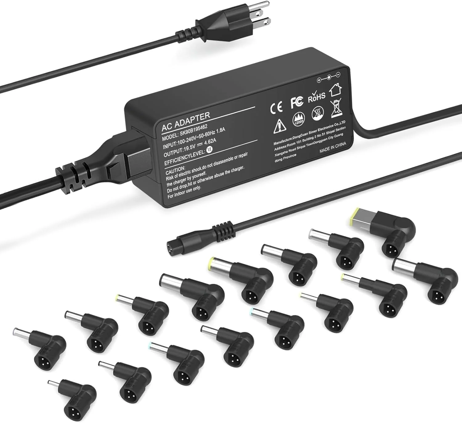 آداپتور AC یونیورسال 90 واتی لپ تاپ JEIBAO سازگار با HP Dell Lenovo Acer Asus Toshiba Sony Gate Way Notebook Ultrabook Chrome Book، شارژر لپ تاپ یونیورسال، سیم منبع تغذیه با 16 سر