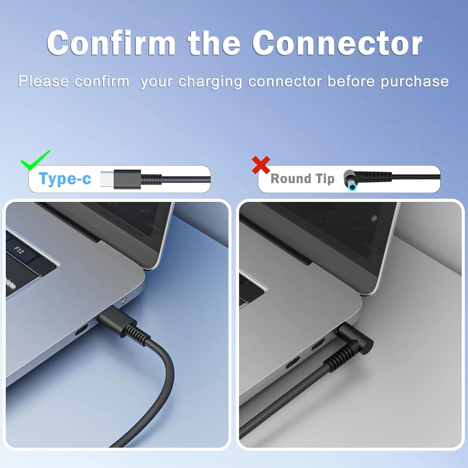 شارژر لپ تاپ USB C با توان 65 وات 45 وات برای لپ تاپ های HP، جایگزین برای Lenovo، Dell Latitude 5520، Asus، Acer، Samsung، Google Chrome Book، کابل برق Type C