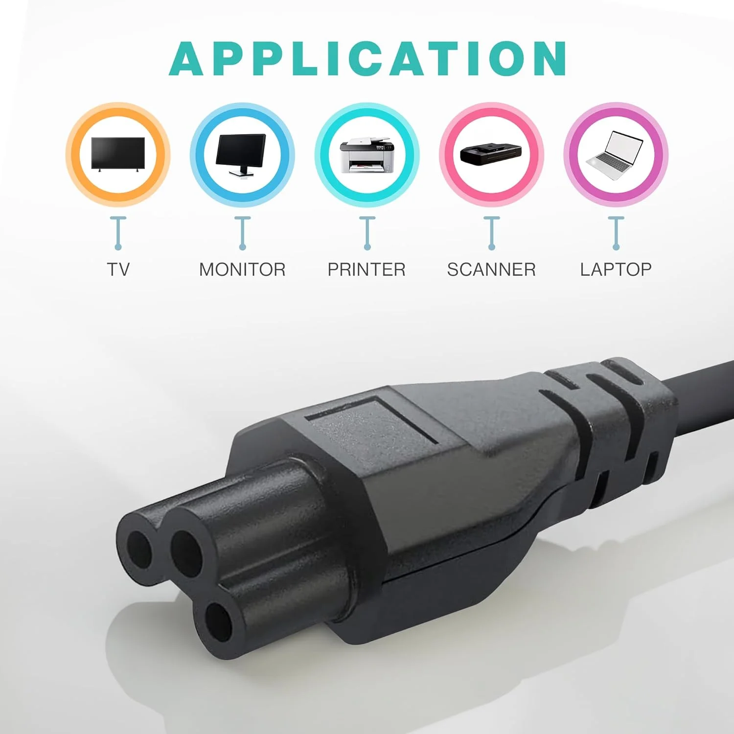 کابل برق لپ‌تاپ 3 پین AC، طول 1.5 متر، کابل برق یونیورسال | 125 ولت | برای لپ‌تاپ/نوت‌بوک‌های دل، اچ‌پی، ال‌جی، لنوو، ایسوس، ایسر، توشیبا، سونی، مانیتورها، پرینترها، اسکنرها، کابل برق NEMA 5-15P به C5