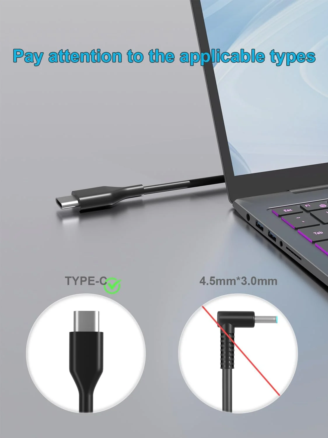 100W USB C Universal Laptop Charger Fit for HP Lenovo Dell Acer Asus Toshiba Geteway Samsung MacBook IBM Fujitsu Sony LG MSI Notebook Ultrabook Chromebook Computer AC Adapter Power Cord