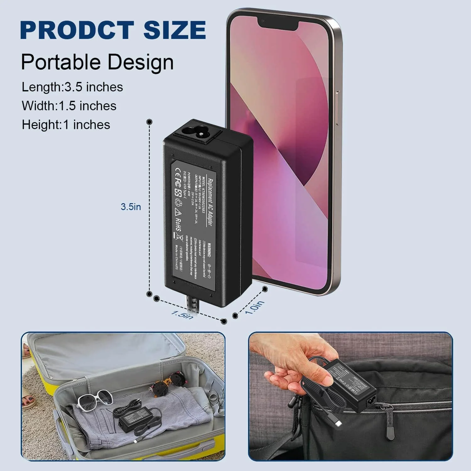 شارژر یونیورسال 45 واتی USB-C برای کروم‌بوک، مناسب برای HP Chromebook X360 11 13 14 14A Elite X2، شارژر تایپ C کروم‌بوک، شارژر لپ‌تاپ گوگل تایپ C، آداپتور منبع تغذیه ASUS USB C