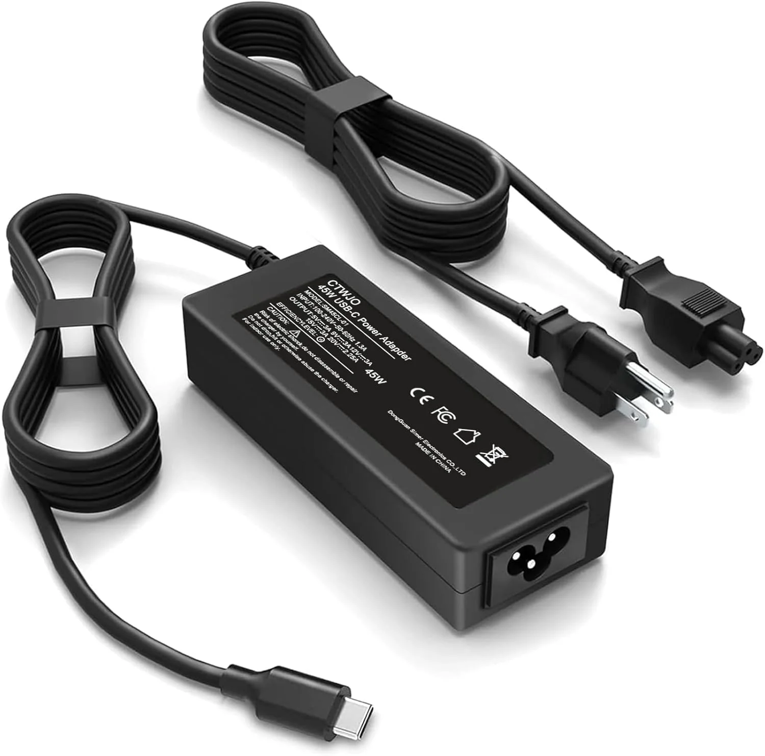 آداپتور شارژر لپ تاپ 45 وات USB C سازگار با HP، Acer، Dell، Le novo، Asus، منبع تغذیه Type C به همراه کابل