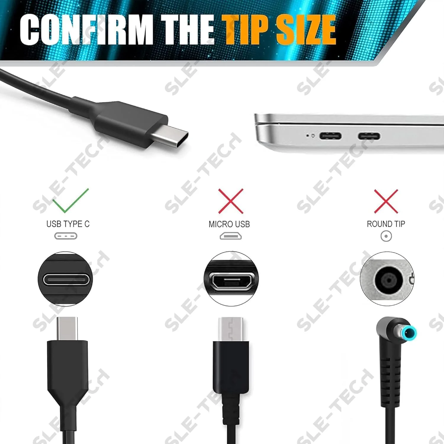 شارژر لپ تاپ یونیورسال 45 واتی SLE-TECH USB Type C سازگار با کروم بوک های HP، دل، لنوو، ایسر، ایسوس و گوگل با قابلیت شارژ سریع شارژر لپ تاپ یونیورسال 45 واتی SLE-TECH USB Type C سازگار با کروم بوک های HP، دل، لنوو، ایسر، ایسوس و گوگل با قابلیت شارژ سریع