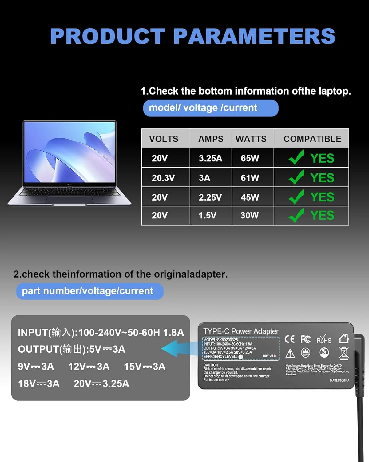شارژر لپ تاپ یونیورسال 45W 65W USB C سازگار با HP/Dell/Lenovo/Acer/Asus/Samsung Chromebook USB-C، آداپتور برق Envy/Spectre/Elitebook X360 2/Thinkpad/Yoga/Latitude