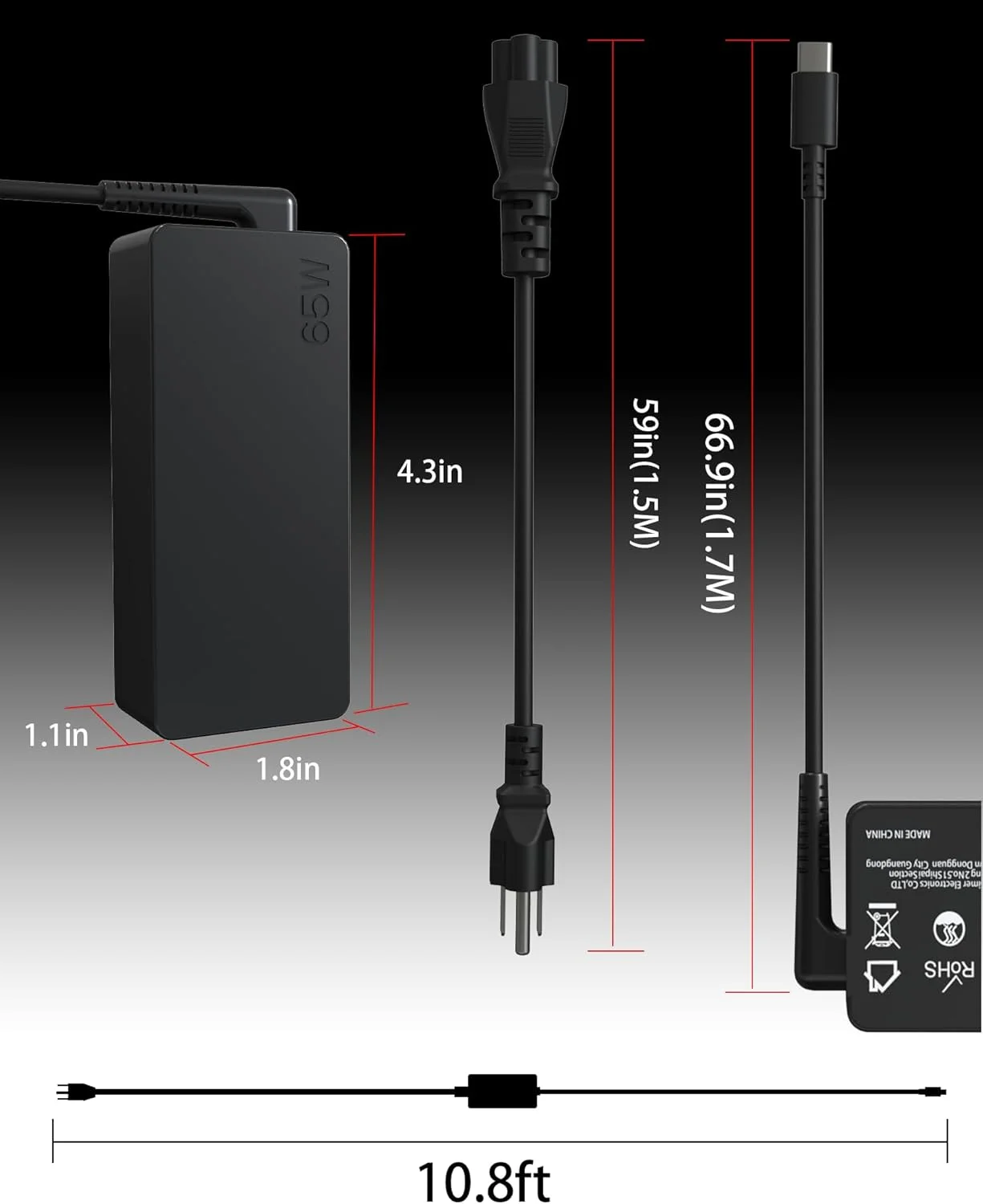 شارژر لپ تاپ یونیورسال 45W 65W USB C سازگار با HP/Dell/Lenovo/Acer/Asus/Samsung Chromebook USB-C، آداپتور برق Envy/Spectre/Elitebook X360 2/Thinkpad/Yoga/Latitude