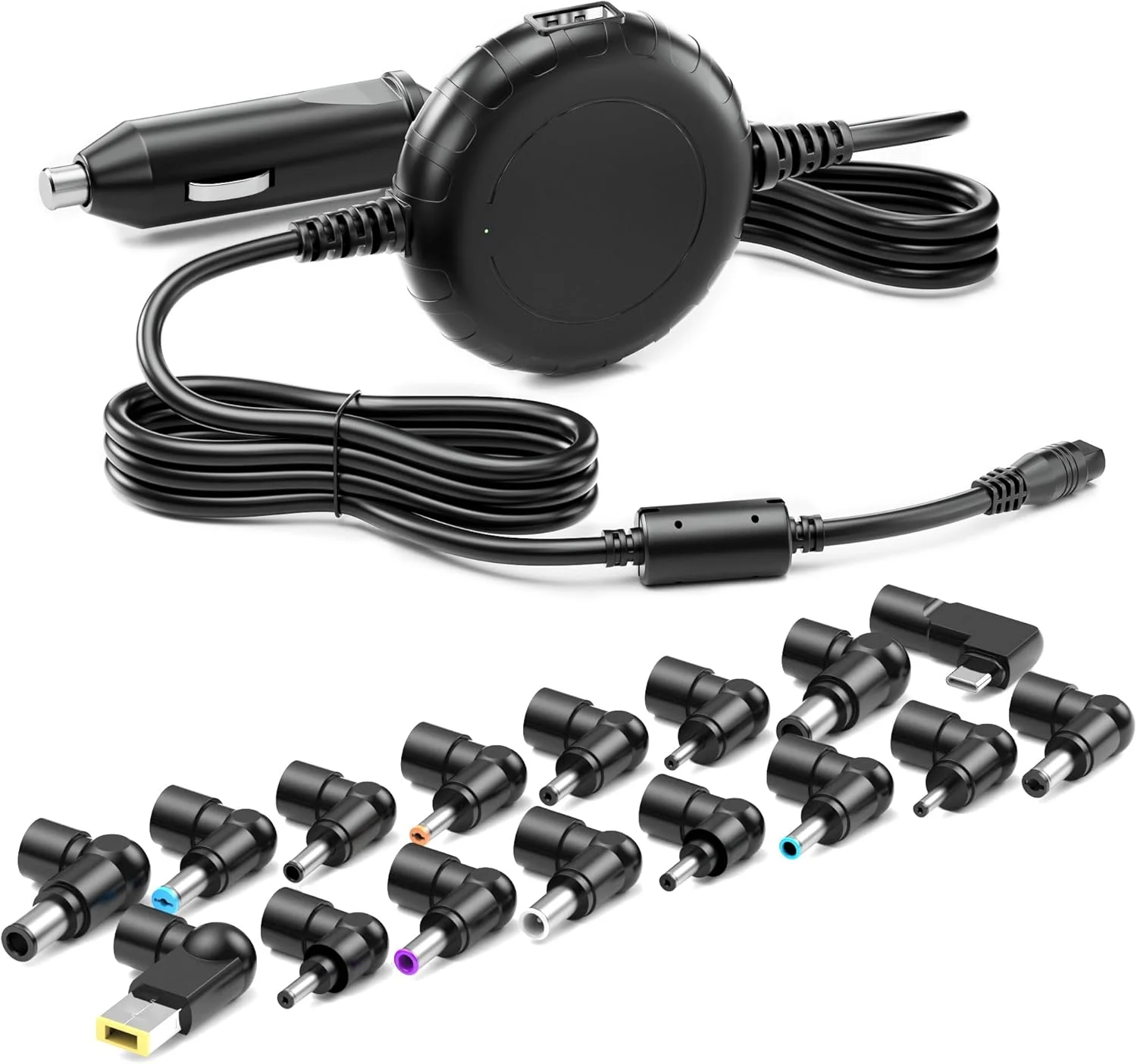 Powseed 100W 90W 65W Laptop Car Charger USB C with 5V 2A USB Port for MacBook HP Dell Asus Acer Lenovo Samsung Gateway Toshiba Sony Fujitsu Computer TV JBL Boombox Xtreme Speaker Power Adapter