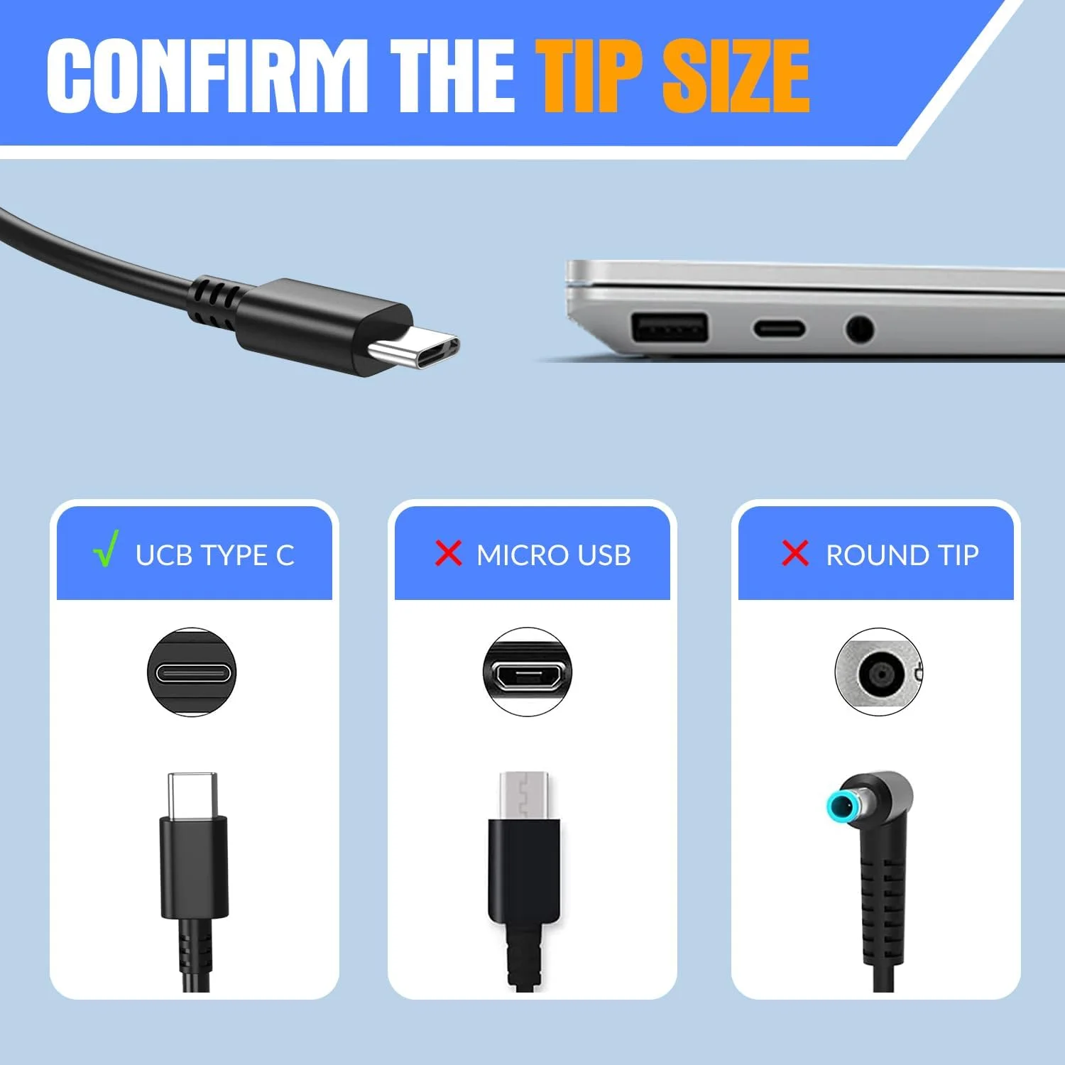 شارژر لپ تاپ یونیورسال USB C جایگزین برای ایسر، ایسوس، اچ پی، لنوو، دل، سامسونگ، کروم بوک، هواوی، شارژر لپ تاپ PD Power Type C