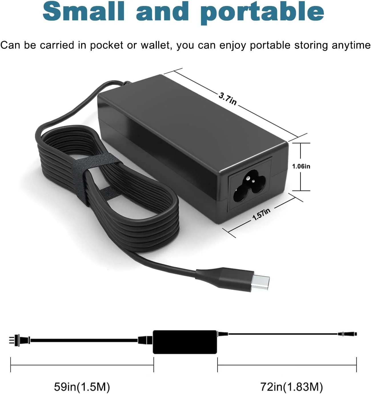 شارژر لپ تاپ یونیورسال 45 واتی تایپ C USB C کروم بوک سازگار با HP 14 14A 11 11A G9 6 7 8 EE X360 14-ca051wm 14-ca052wm، سازگار با لنوو ایسر سامسونگ گوگل ایسوس دل آداپتور سیم برق
