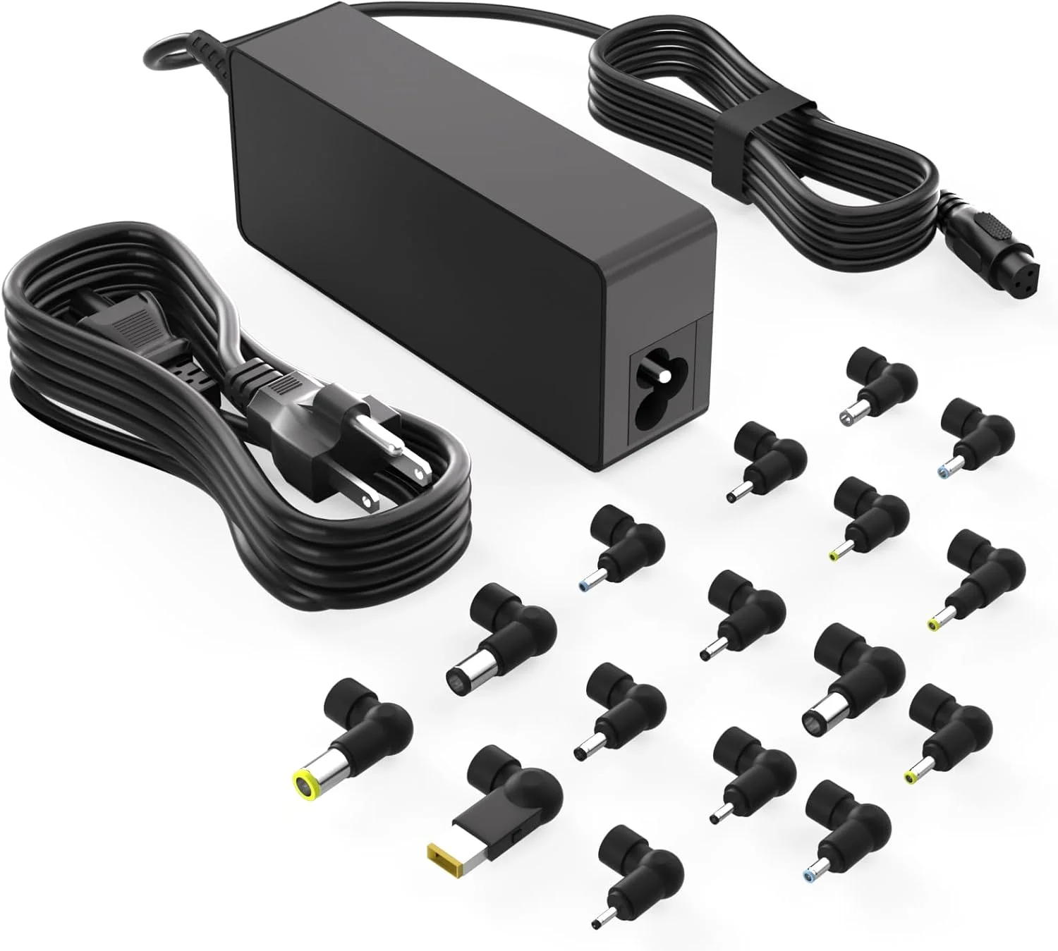 آداپتور AC جهانی 90 واتی شارژر لپ تاپ سازگار با دل، اچ پی، ایسر، ایسوس، لنوو، آی بی ام، توشیبا، سامسونگ، سونی، فوجیتسو، گیت وی، نوت بوک، الترابوک، کروم بوک به همراه 16 سر