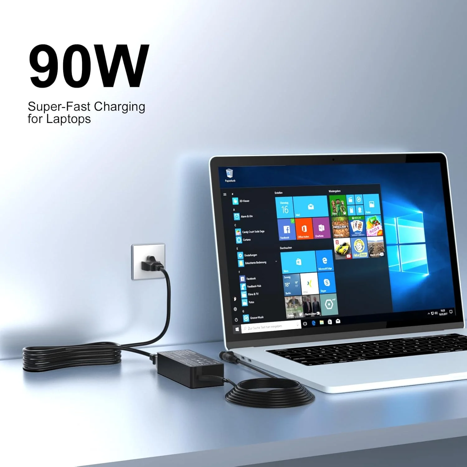 آداپتور برق 90 واتی یونیورسال سازگار با لپ‌تاپ‌های اچ‌پی، دل، ایسر، ایسوس، توشیبا، سامسونگ، آی‌بی‌ام، سونی، فوجیتسو، گیت‌وی، نوت‌بوک، الترابوک، کروم‌بوک به همراه 16 سر مختلف