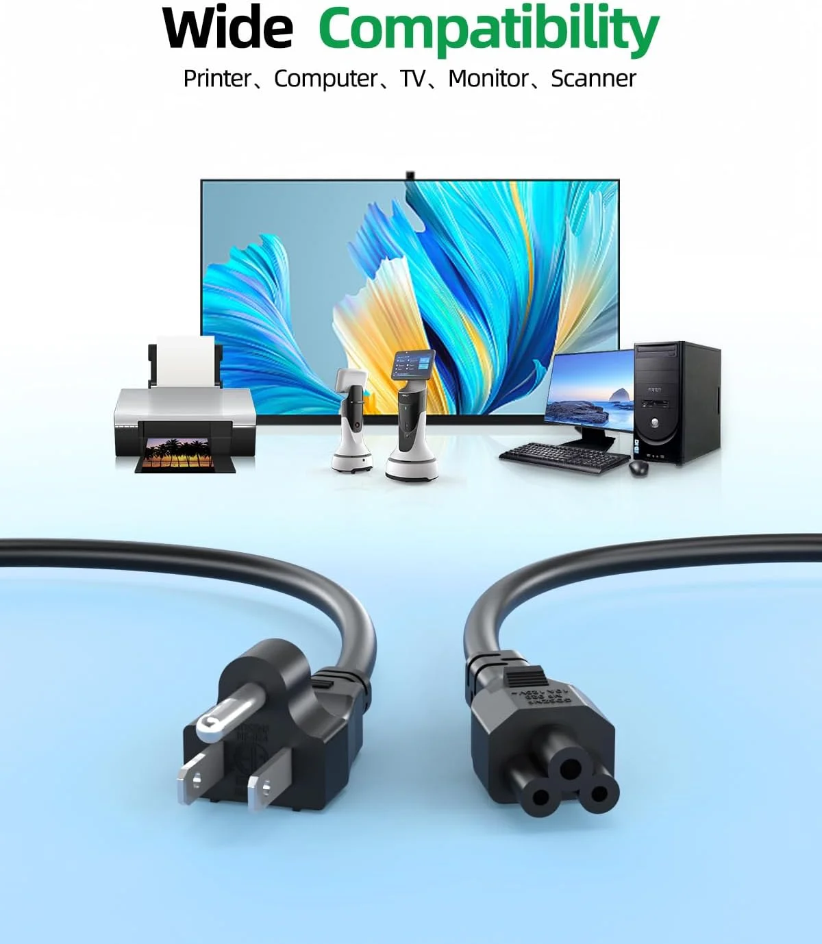 کابل برق 3 شاخه C5، کابل AC سازگار با HP، Dell، Lenovo، Acer، Asus، Toshiba، MSI Notebook، LG Samsung Sony TV Monitor Printer Scanner Laptop Charger Replacement کابل برق 3 شاخه C5، کابل AC سازگار با HP، Dell، Lenovo، Acer، Asus، Toshiba، MSI Notebook، LG Samsung Sony TV Monitor Printer Scanner Laptop Charger Replacement