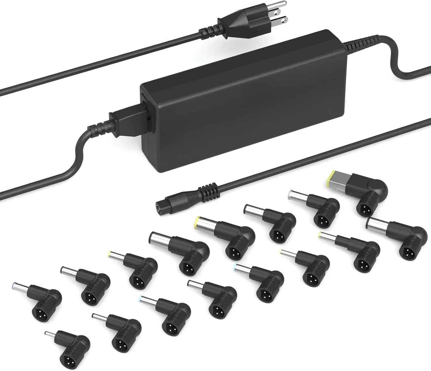 آداپتور شارژر لپ تاپ یونیورسال 90 وات ETL سازگار با دل، اچ پی، لنوو، توشیبا، ایسر، ایسوس، سونی، آداپتور سیم برق، خروجی DC 12V 16V 18.5V 19V 19.5V 20V با 16 سر