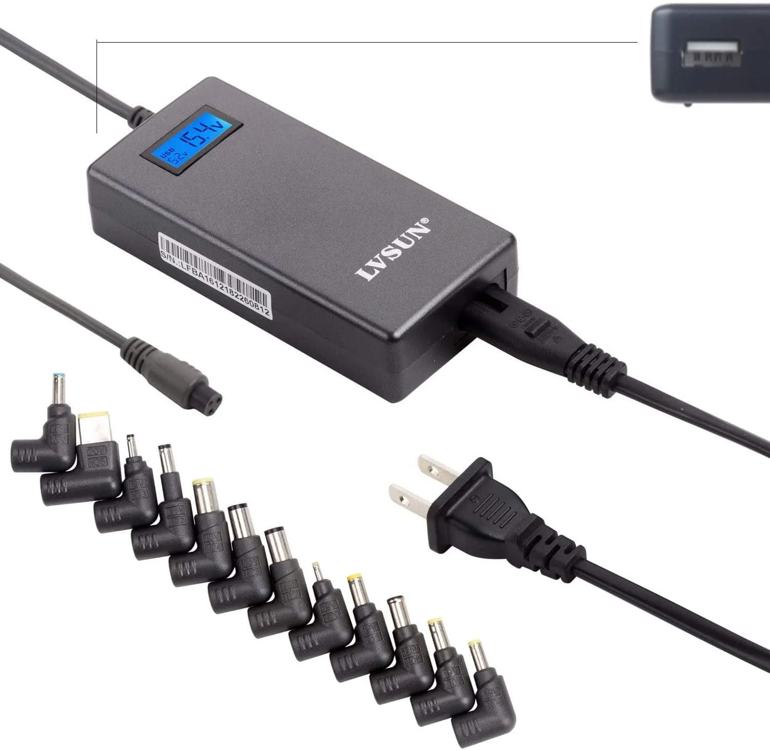 Slim Universal Laptop Charger 70W Replacement AC Adapter with Multi Connectors for HP BM Lenovo Thinkpad Dell Acer Delta Gateway Liteon Samsung Notebooks and More with 5V 2.1A USB Port, Grey