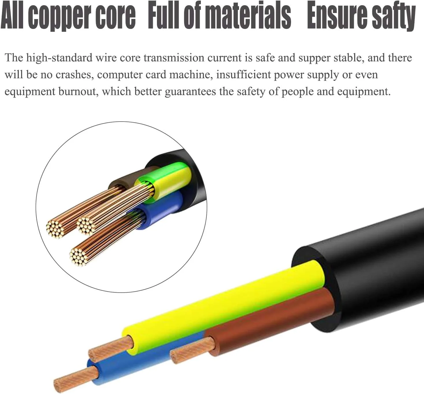 کابل برق 3 پین 1.7 فوتی AC مناسب برای تلویزیون ال جی، ایسوس، لنوو، دل، اچ پی، ایسر، ام اس آی، ریزر، توشیبا، سونی، سامسونگ، آداپتور، شارژر لپ تاپ، کابل جایگزین - کابل دارای گواهینامه UL