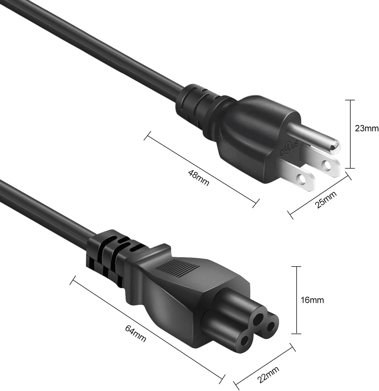 کابل برق لپ تاپ 3 پین 1.8 متری برای دل، آی بی ام، اچ پی، ایسوس، سونی، لنوو، کامپک، توشیبا، ایسر، گیت وی، کابل شارژر کامپیوتر نوت بوک، 18AWG IEC-60320 IEC320 C5 به NEMA 5-15P