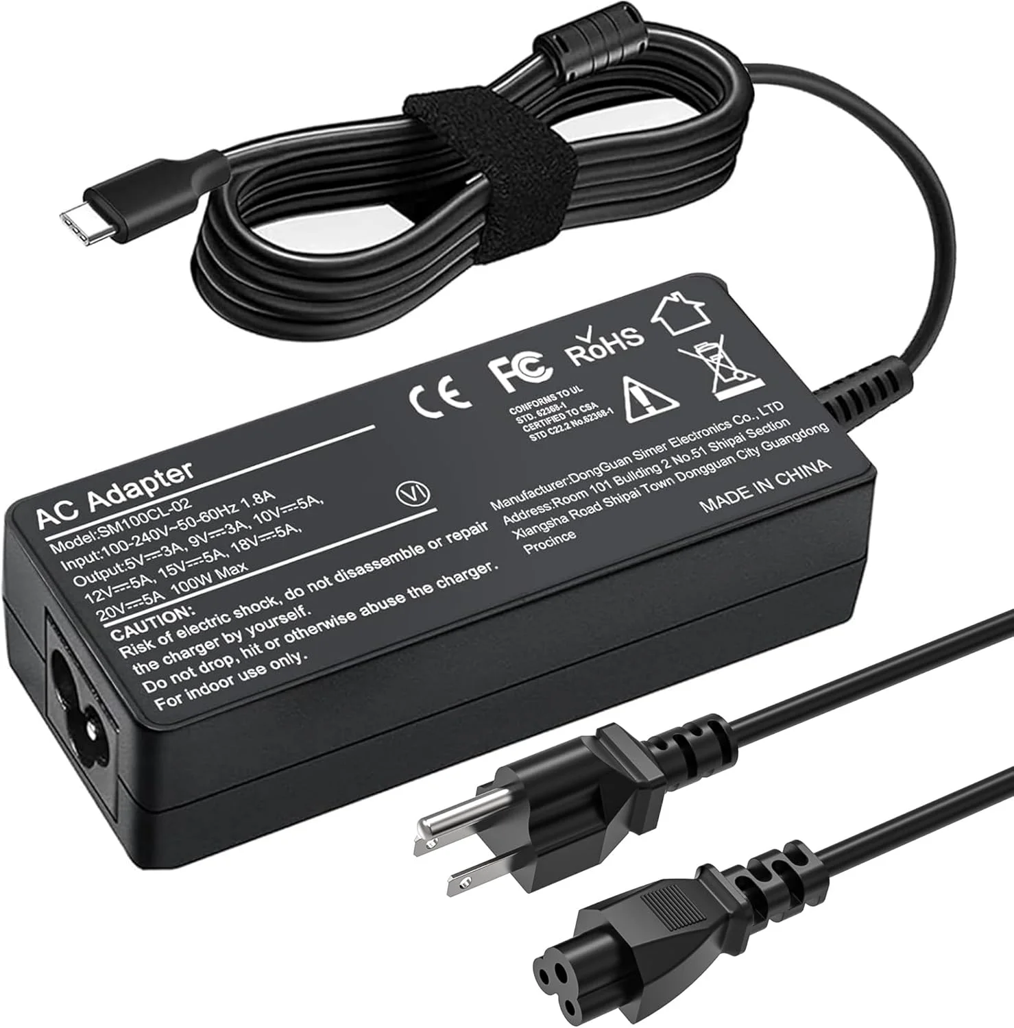 شارژر لپ تاپ ۱۰۰ واتی USB C یونیورسال جیبائو سازگار با مک بوک پرو/ایر ۱۶، ۱۵، ۱۴، ۱۳ اینچی، آیپد پرو، لنوو تینک پد/کروم بوک/ایده پد یوگا، اچ پی، دل، ایسر، ایسوس، همه دستگاه های USB-C