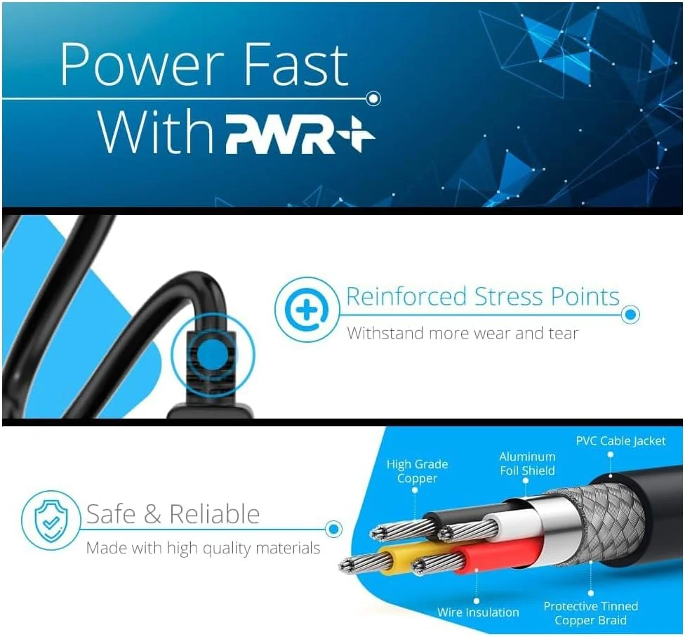 کابل برق لپ تاپ 12 فوتی با 3 شاخه برای دل، آی بی ام، اچ پی، کامپک، ایسوس، سونی، توشیبا، لنوو، ایسر، گیت وی، ام اس آی، شارژر نوت بوک Pwr: IEC-60320 IEC320 C5 to NEMA 5-15P