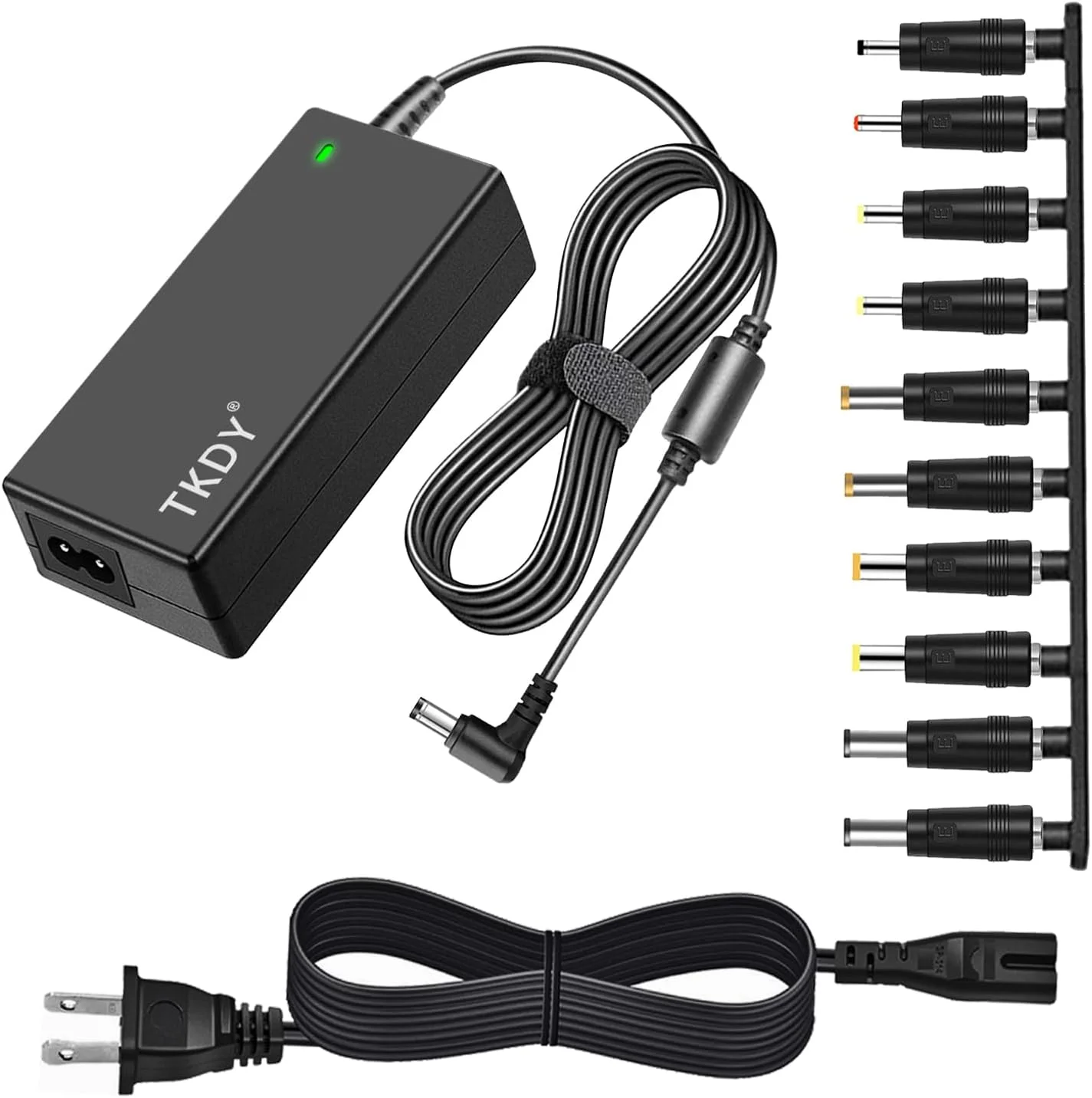 منبع تغذیه DC مدل TKDY با ولتاژ 19 ولت، جریان 3.42 آمپر و توان 65 وات، شارژر لپ تاپ با ورودی 100-240 ولت 50-60 هرتز AC، سازگار با لپ تاپ های ایسر، ایسوس، اچ پی، توشیبا، سامسونگ با ولتاژ 19 ولت، مانیتور ال سی دی ال جی، ساندبار و موارد دیگر با 10 سر قابل تعویض.