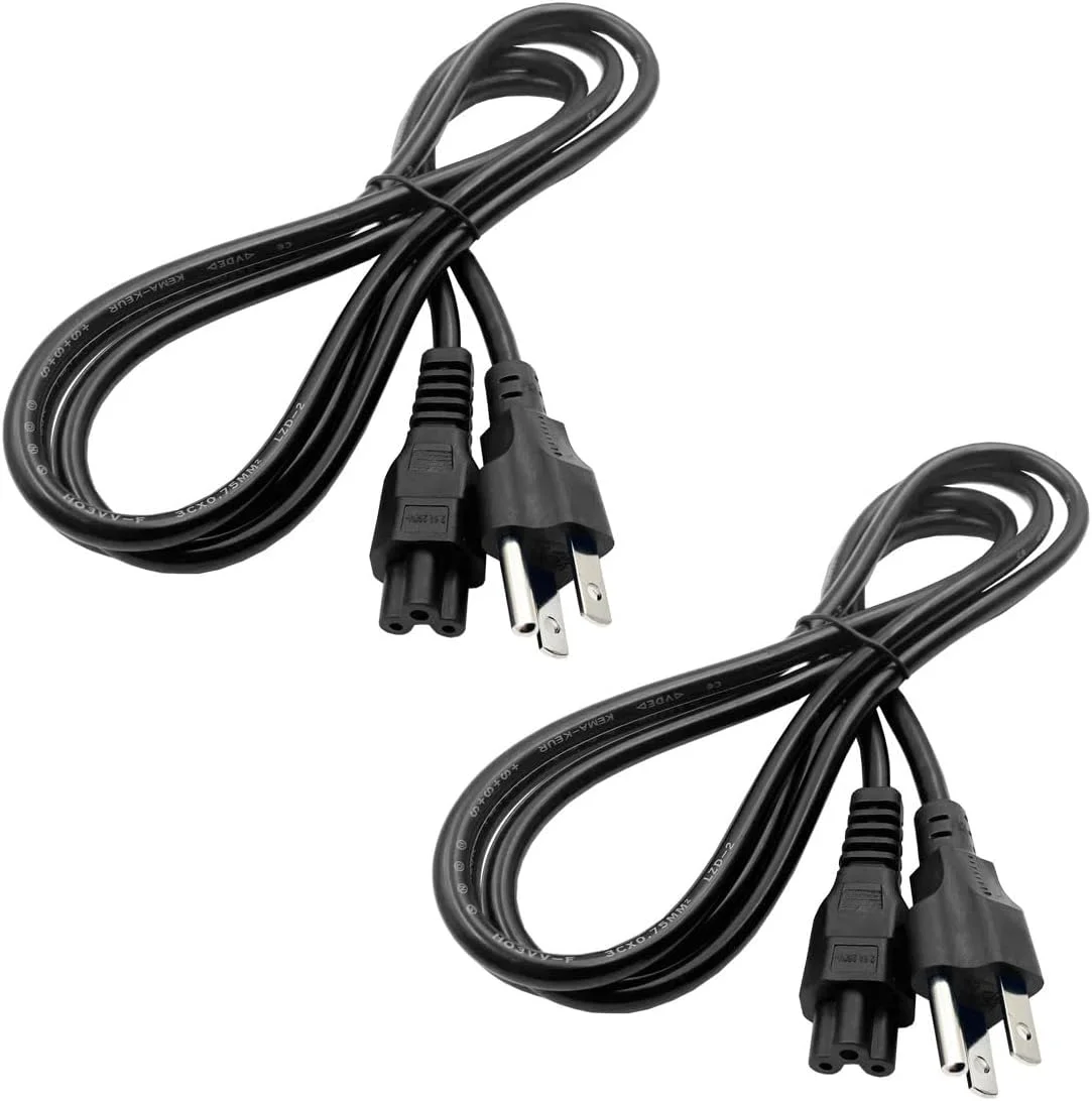 کابل برق لپ تاپ جایگزین، جهانی، 3 پین AC، مناسب برای دل، اچ پی، ایسر، ایسوس، لنوو، آی بی ام، سونی، فوجیتسو، گیت وی، الترابوک، کروم بوک، نوت بوک، آداپتور AC، شارژر لپ تاپ (2 عدد)