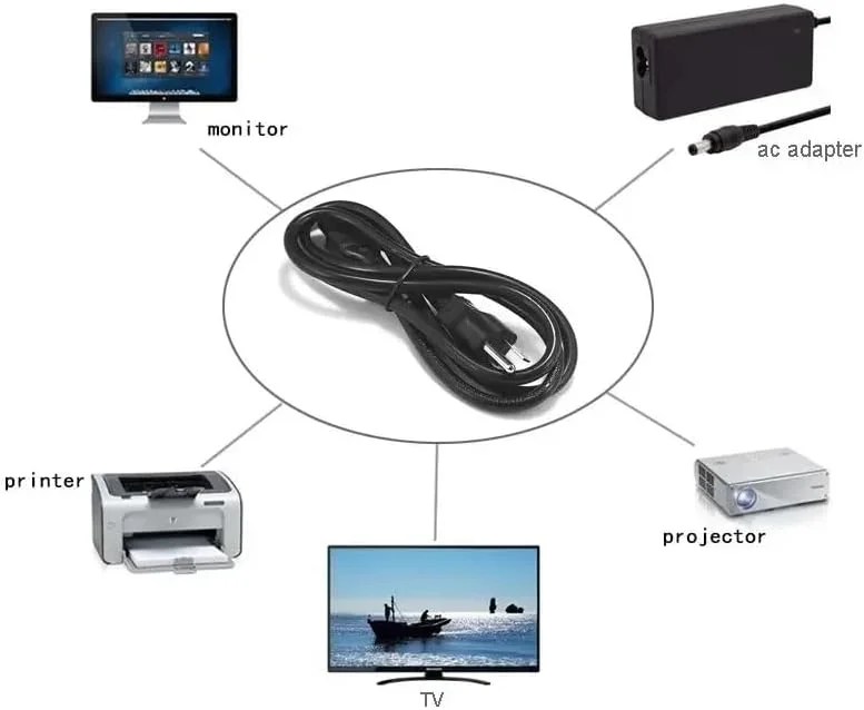 کابل برق لپ تاپ جایگزین، جهانی، 3 پین AC، مناسب برای دل، اچ پی، ایسر، ایسوس، لنوو، آی بی ام، سونی، فوجیتسو، گیت وی، الترابوک، کروم بوک، نوت بوک، آداپتور AC، شارژر لپ تاپ (2 عدد)