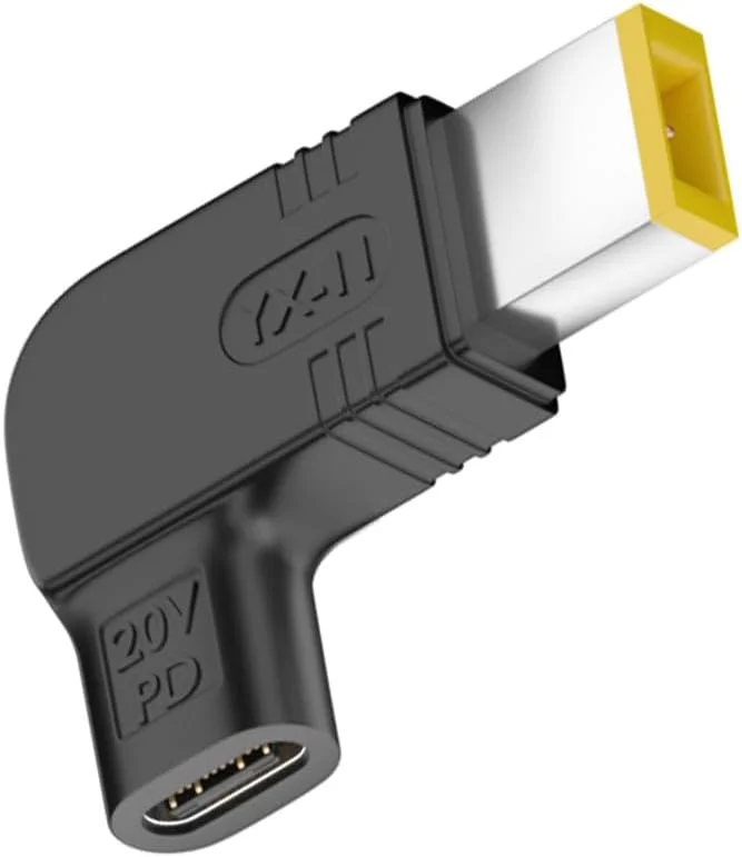 آداپتور 100 واتی Type C به ThinkPad DC با پورت مستطیلی، آداپتور مادگی PD USB C به نری DC 20V، آداپتور Type USB C به پورت مستطیلی مناسب برای سری لپ‌تاپ‌های Lenovo ThinkPad