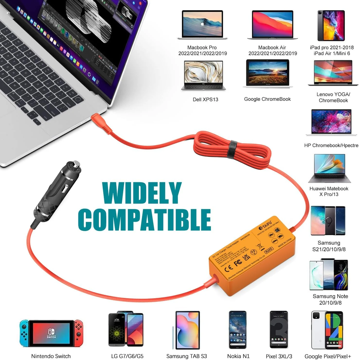 آداپتور شارژر فندکی لپ تاپ 100W 40W USB C TAIFU برای آیفون 17، DELL Pro Max 14، MSI Summit E16 E15 E14 E13 Flip Evo A12M MSI Prestige 13 14 15 16 Evo A10M