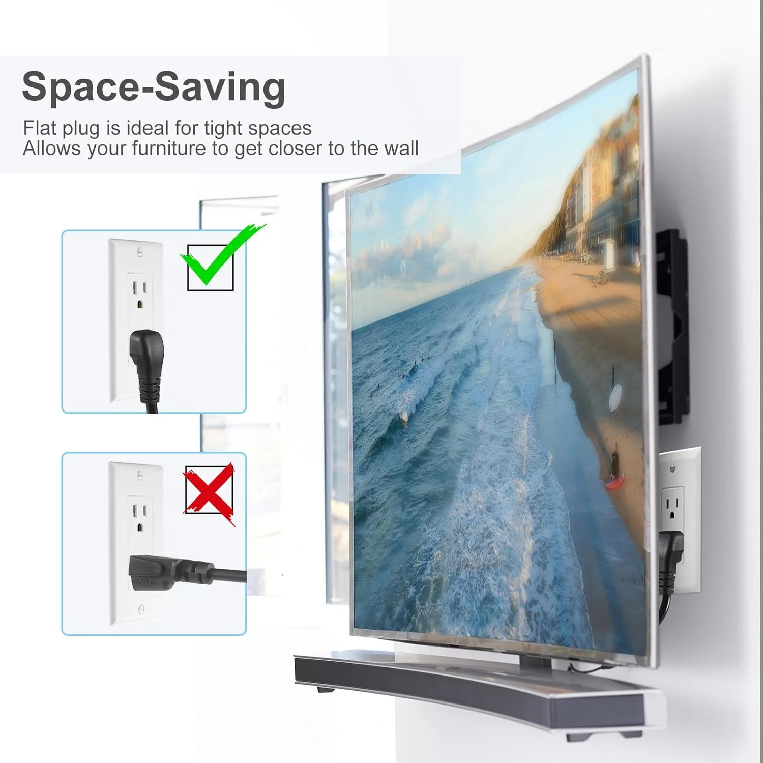 سیم برق استاندارد لپ تاپ آمریکا - 1.8 متری 18AWG دوشاخه تخت 90 درجه NEMA 5-15P به Iec 60320 C5، کابل برق AC سه شاخه جهانی جایگزین شارژر رومیزی برای آداپتور کامپیوتر نوت بوک تلویزیون پرینتر