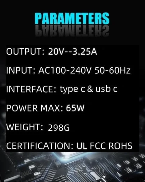 شارژر 65 واتی USB C سازگار با ایسوس Vivobook S 13 14 15 16 ExpertBook B1 B2 B5 B3 L5 BM1 Chromebook Flip Zenbook Flip S 13 14 15 16 Duo 3 A14 ROG Ally X z1 Transformer Laptop
